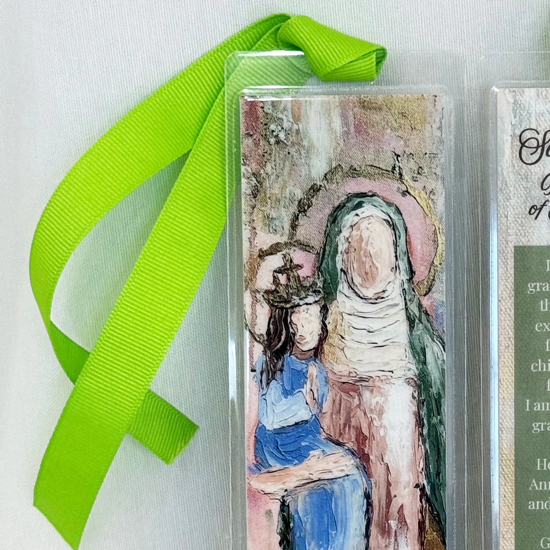 A Grandmother's Prayer of St. Anne Bookmark (Lime Green Ribbon)