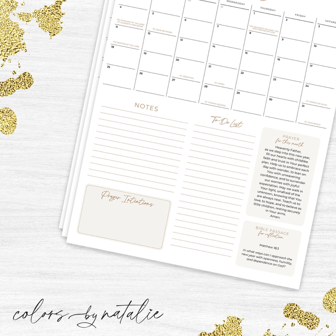 2026 Colors by Natalie Catholic Calendar