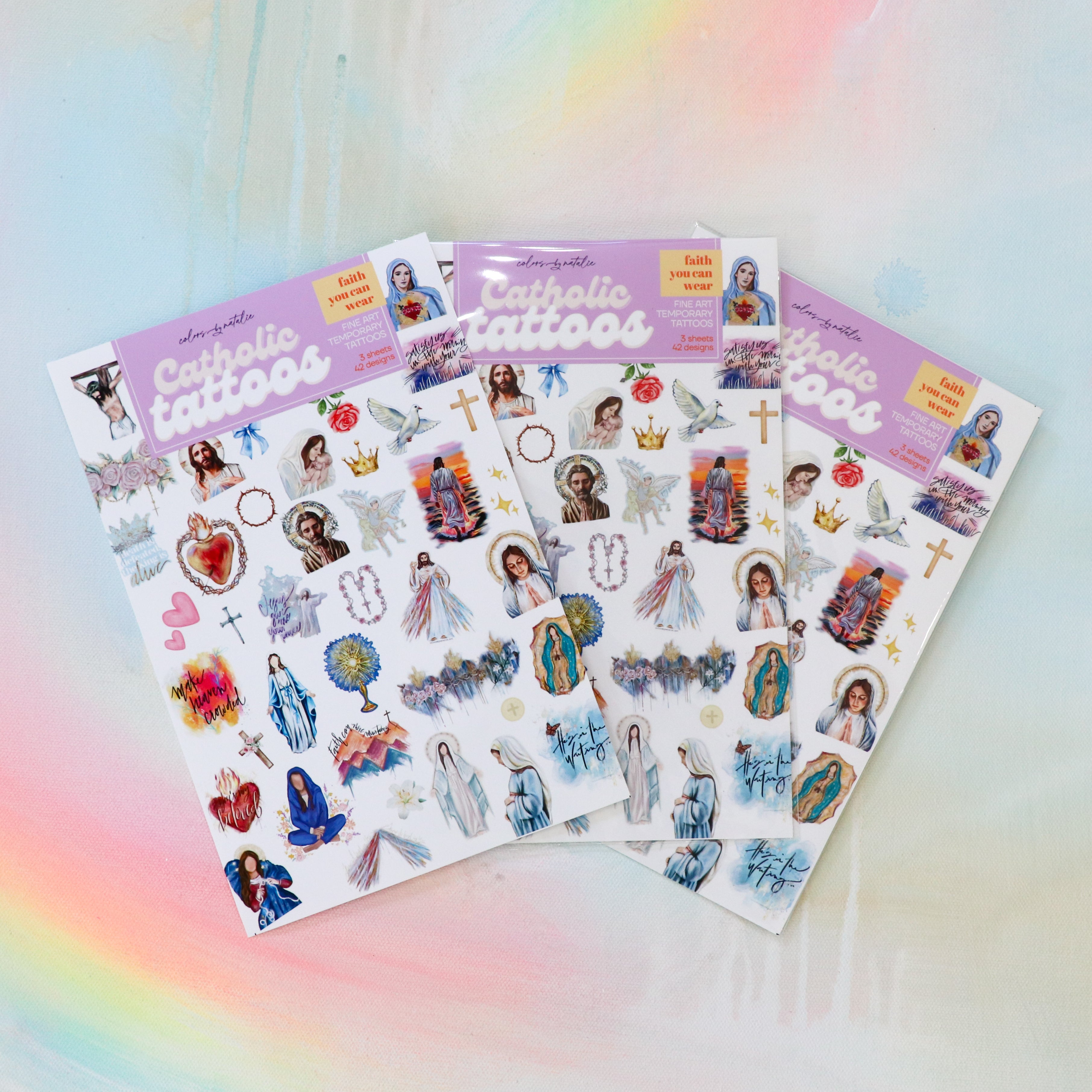 Catholic Temporary Tattoo Set