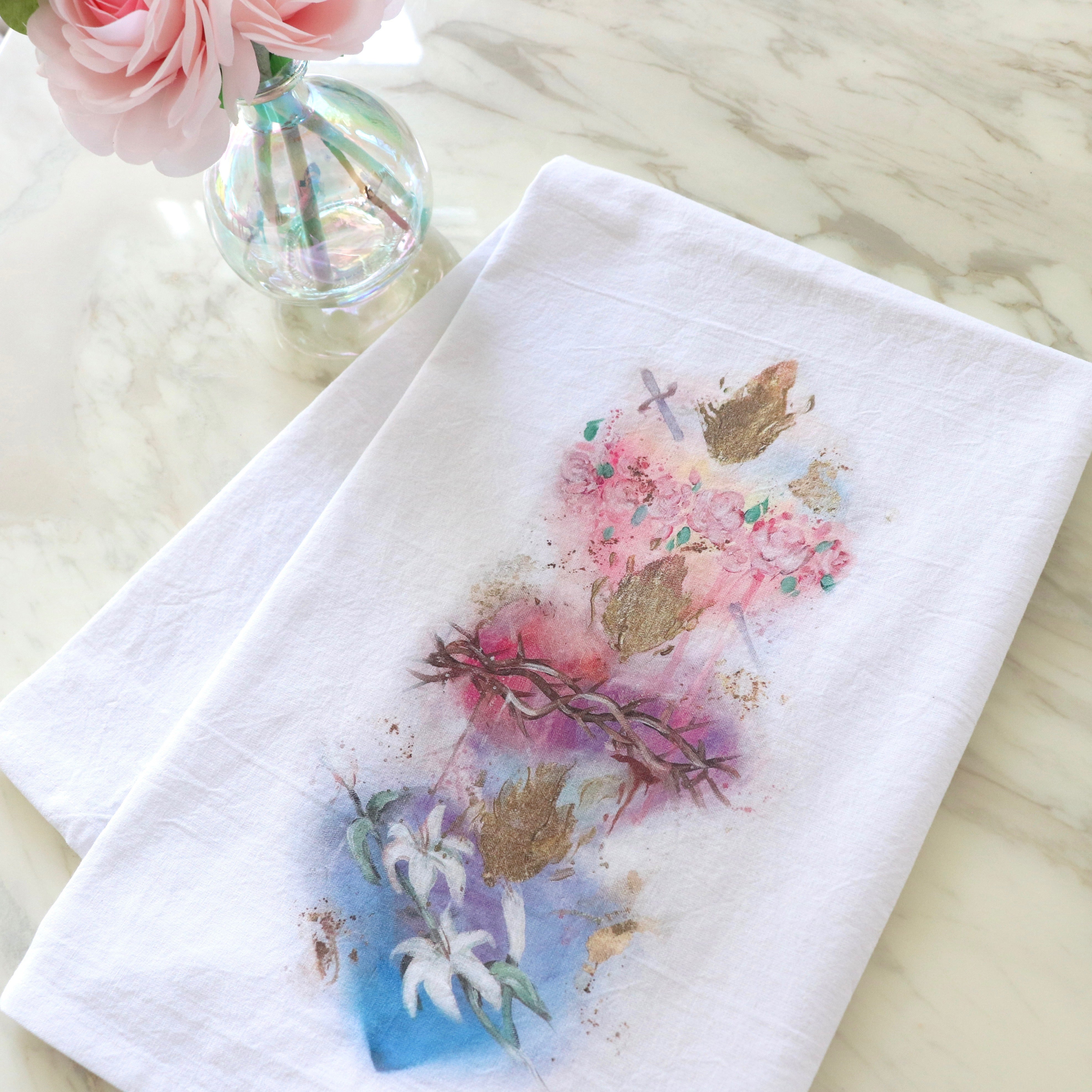 Humble Hearts White Flour Sack Tea Towel