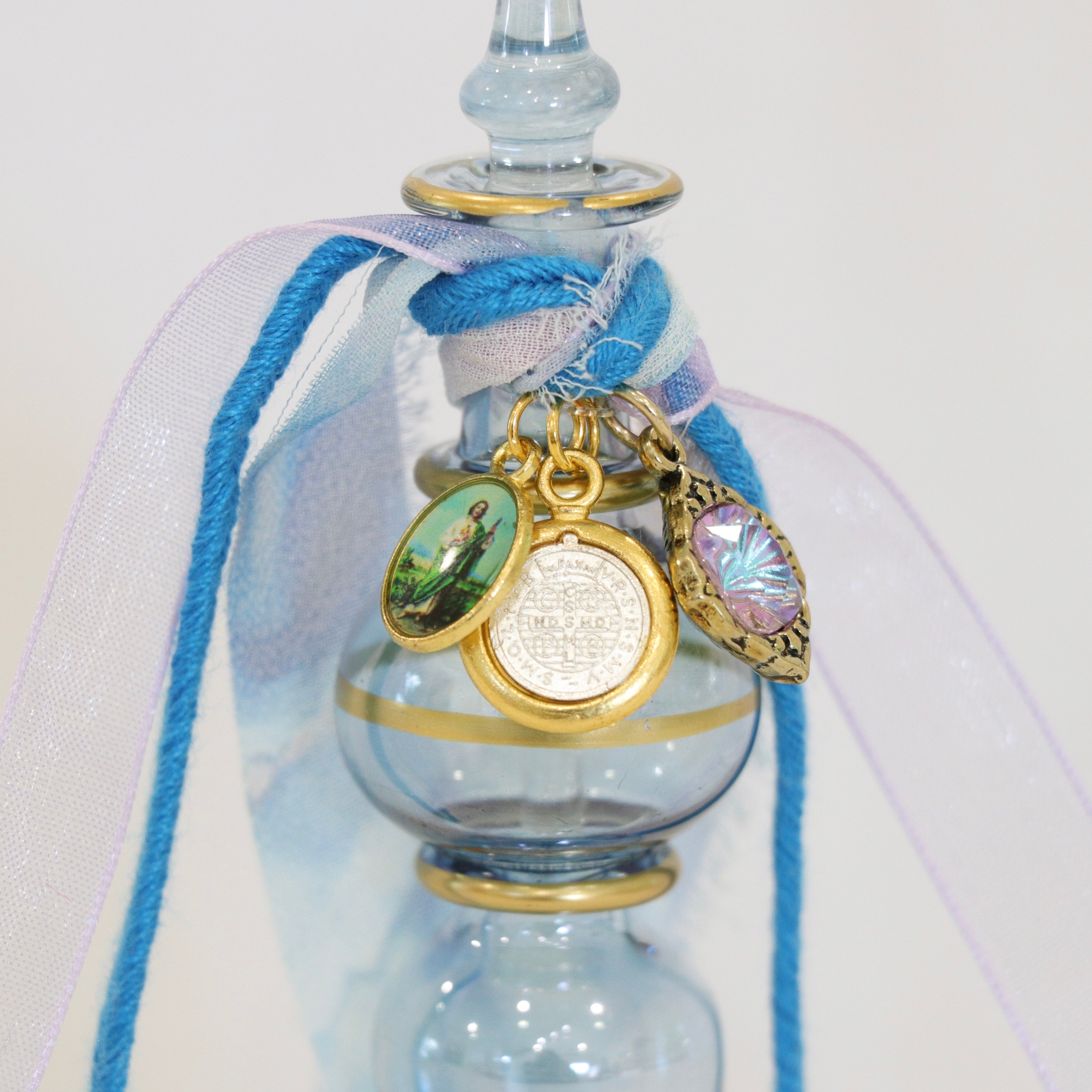 St. Jude in Blue and Purple | Handmade Holy Water Vessel