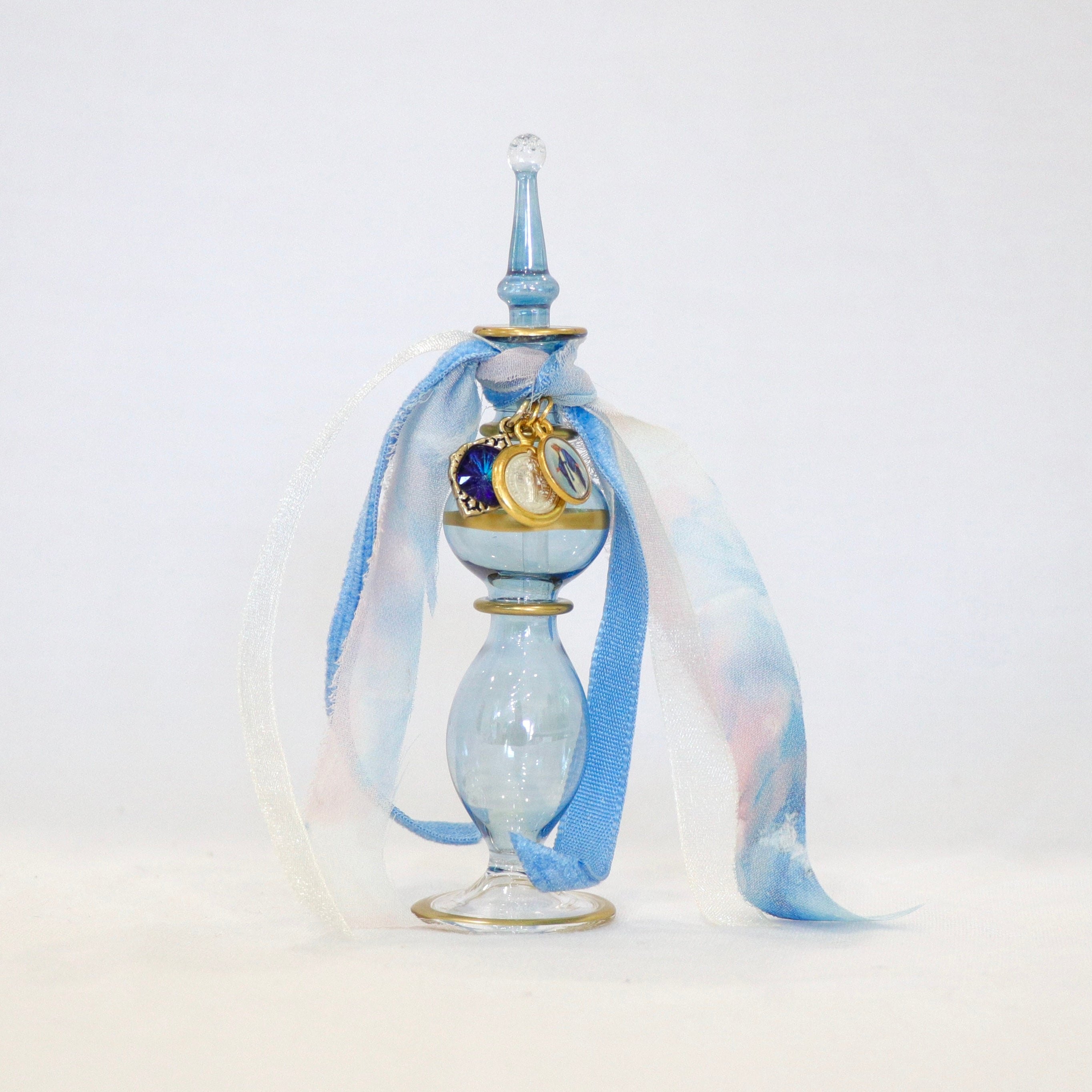 The Virgin Mary in Blue and White| Handmade Holy Water Vessel
