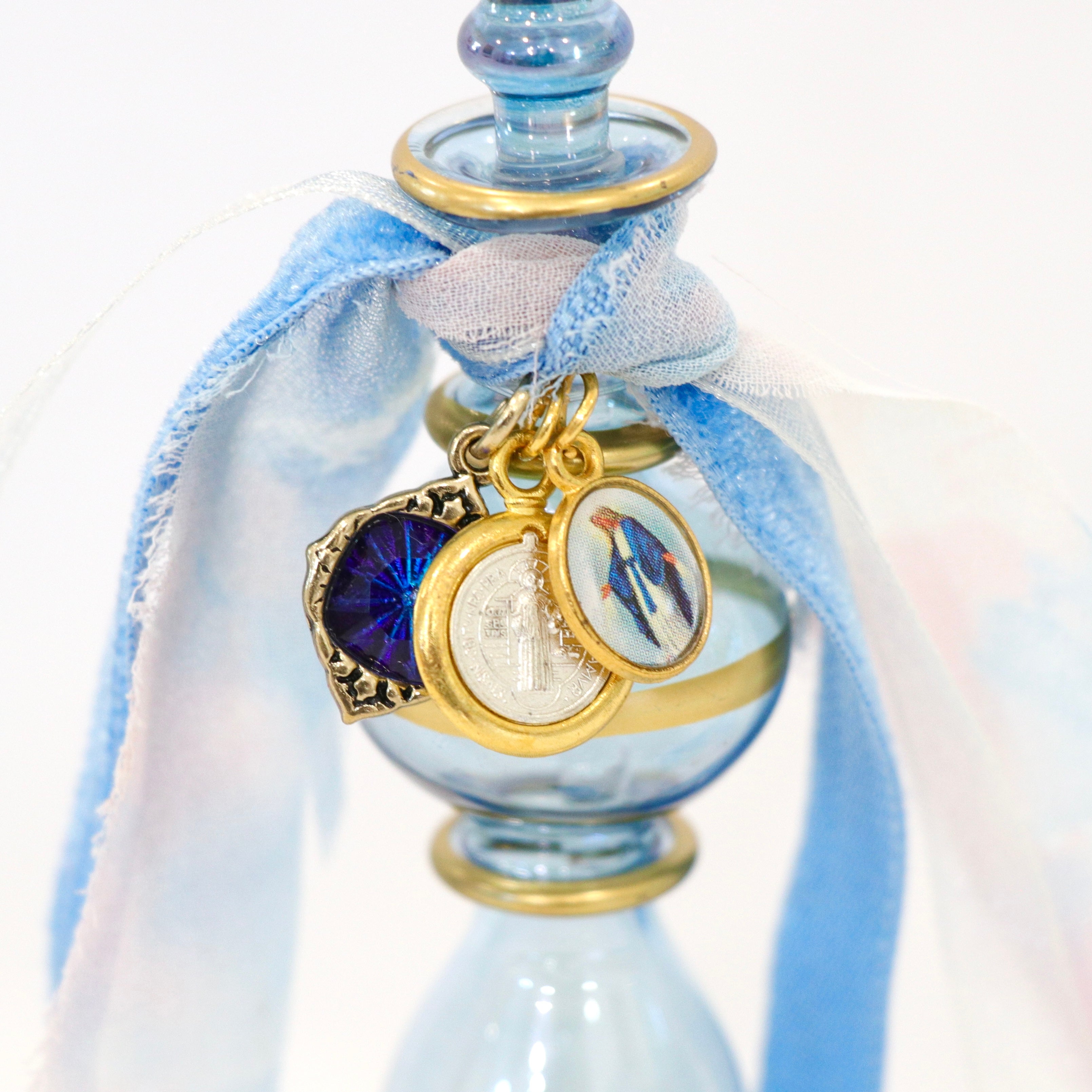 The Virgin Mary in Blue and White| Handmade Holy Water Vessel