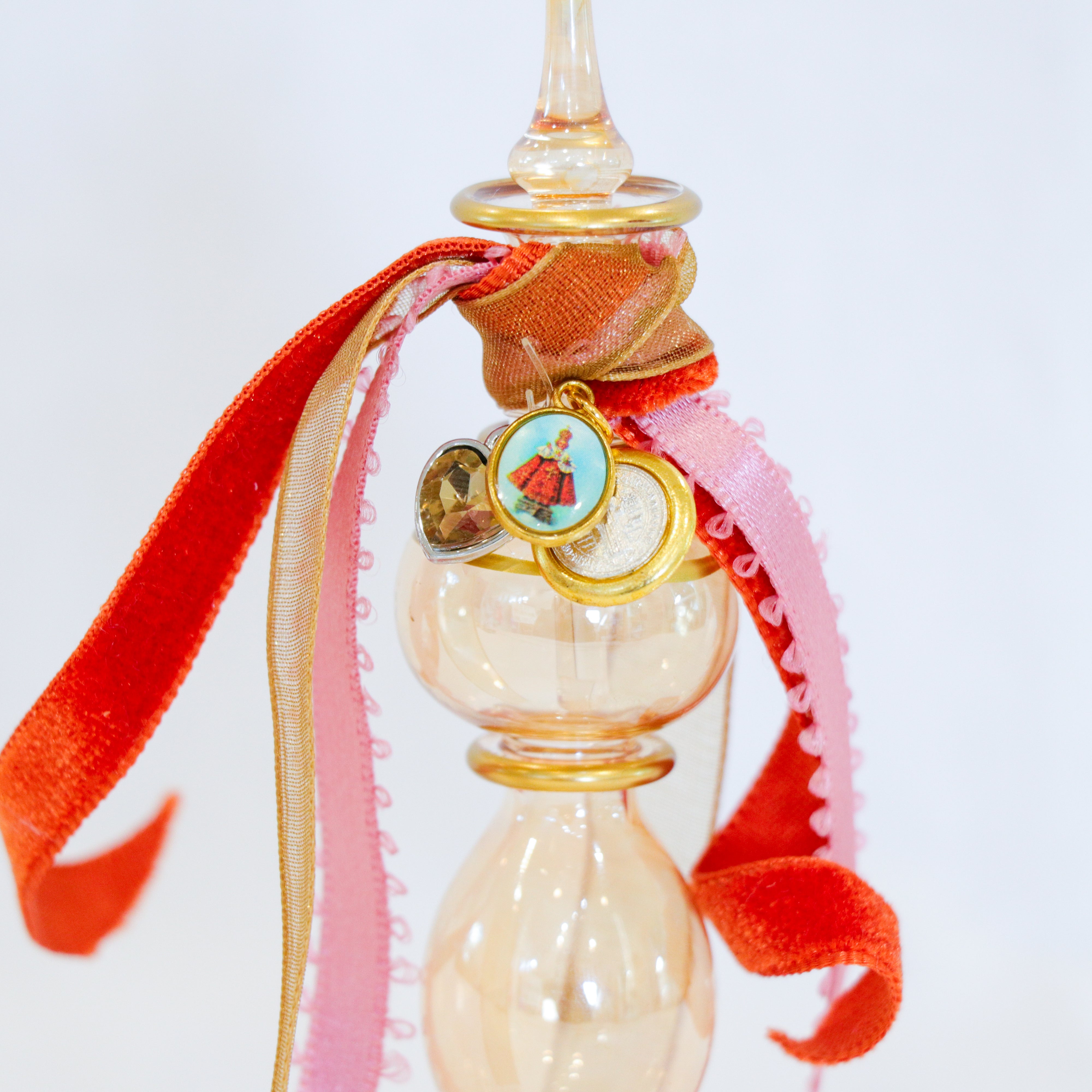 Infant of Prague in Reds and Golds | Handmade Holy Water Vessel