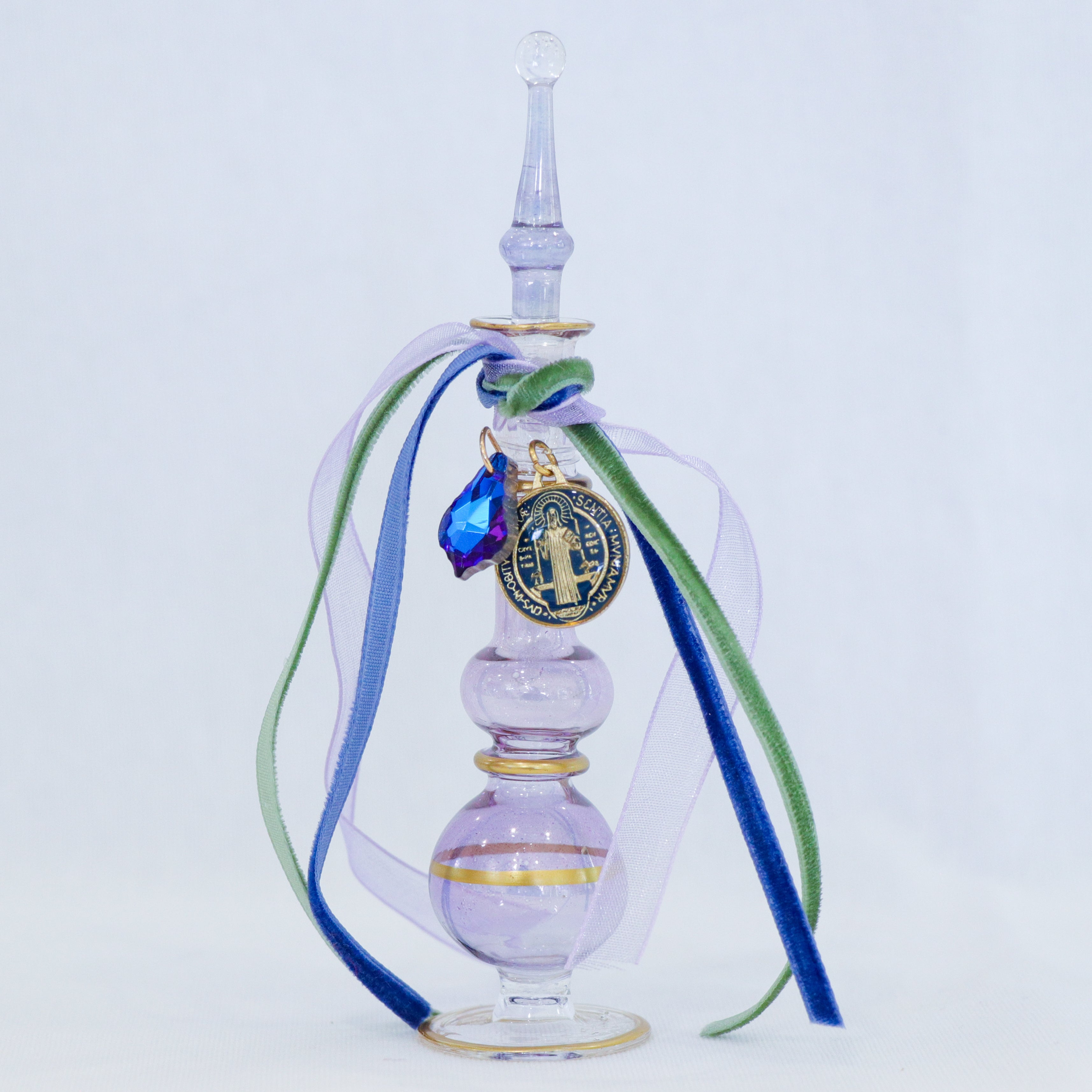 St. Benedict in Purple and Blue | Handmade Holy Water Vessel