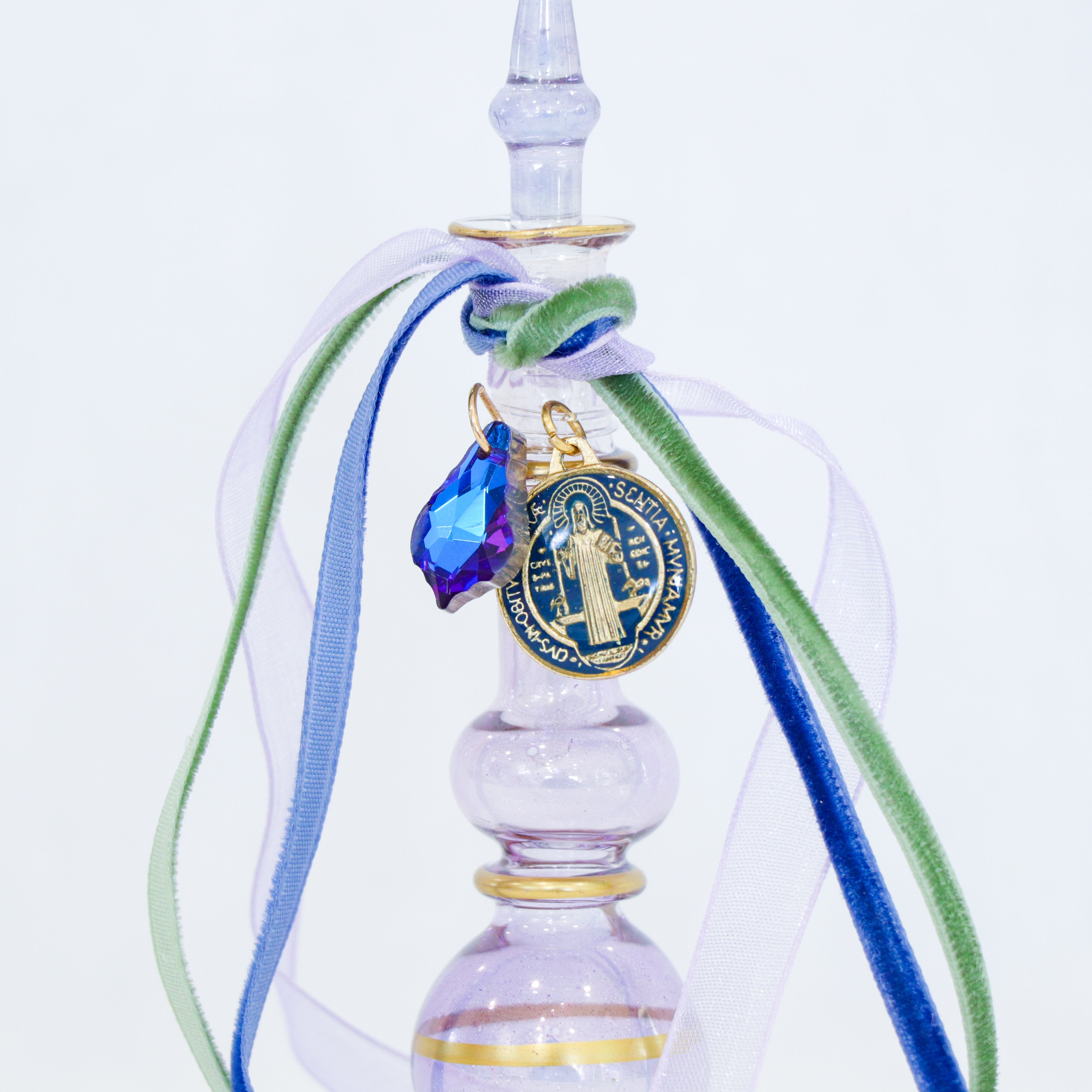 St. Benedict in Purple and Blue | Handmade Holy Water Vessel