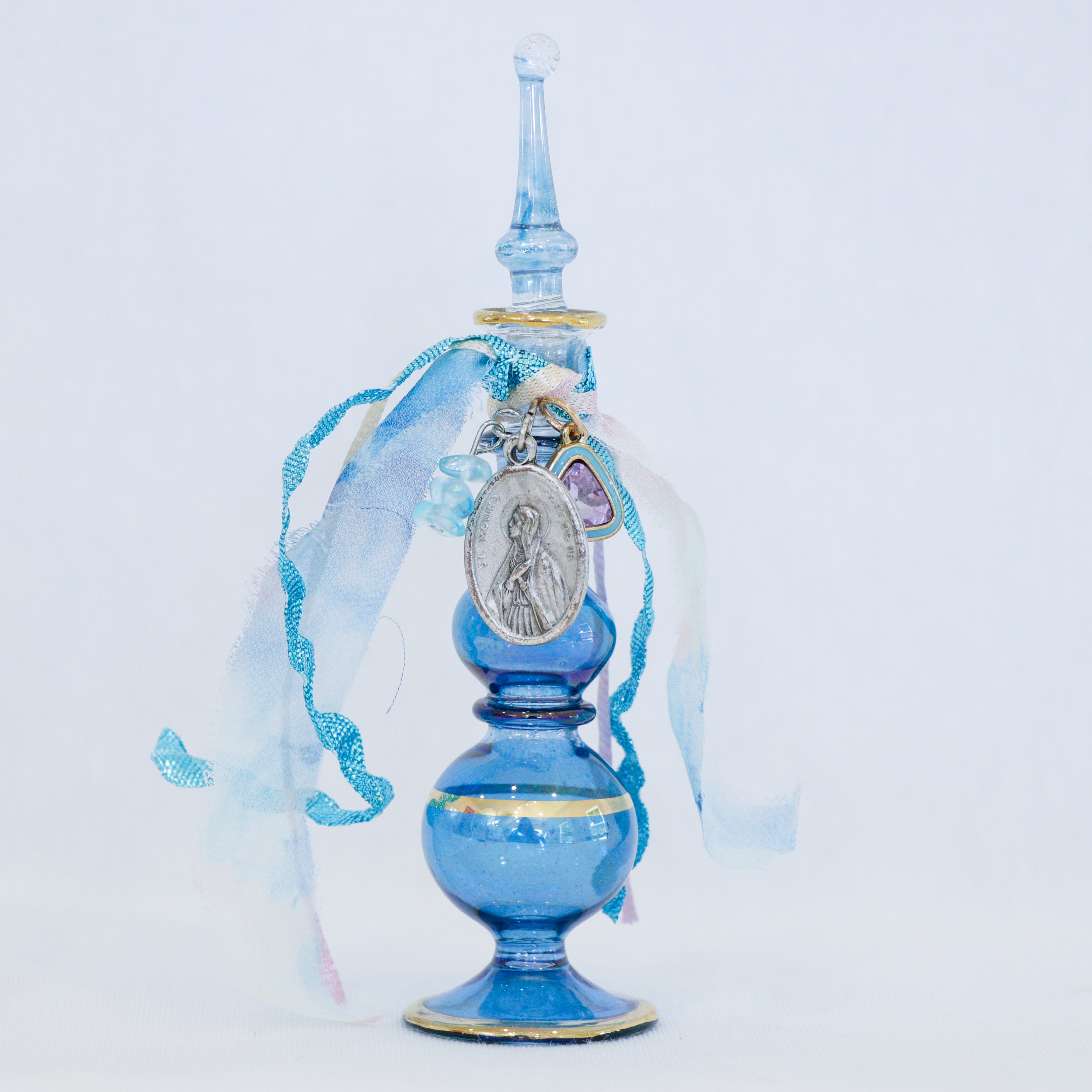 St. Monica in Blues and Purple | Handmade Holy Water Vessel