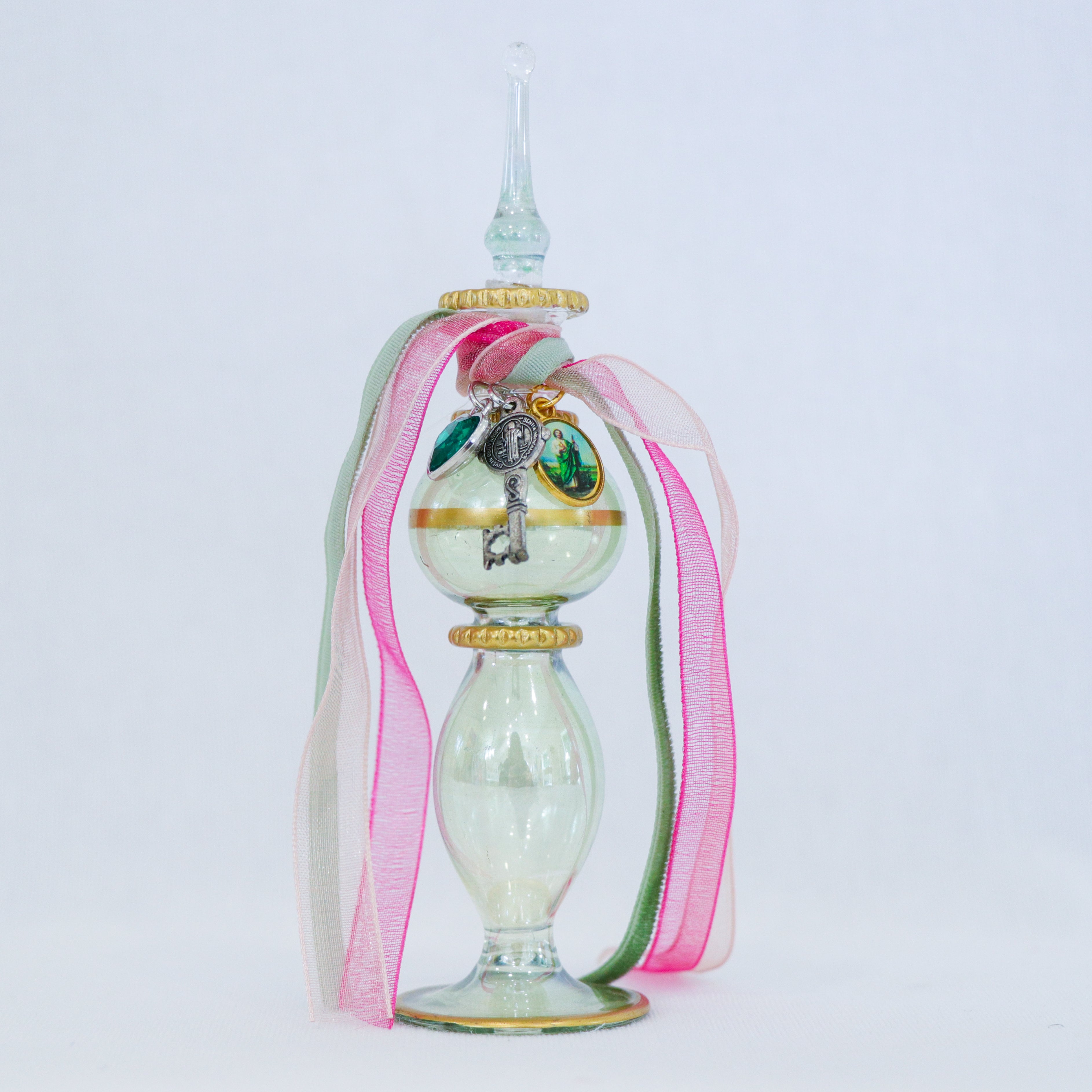 Key of Benedict in Light Green and Pink | Handmade Holy Water Vessel