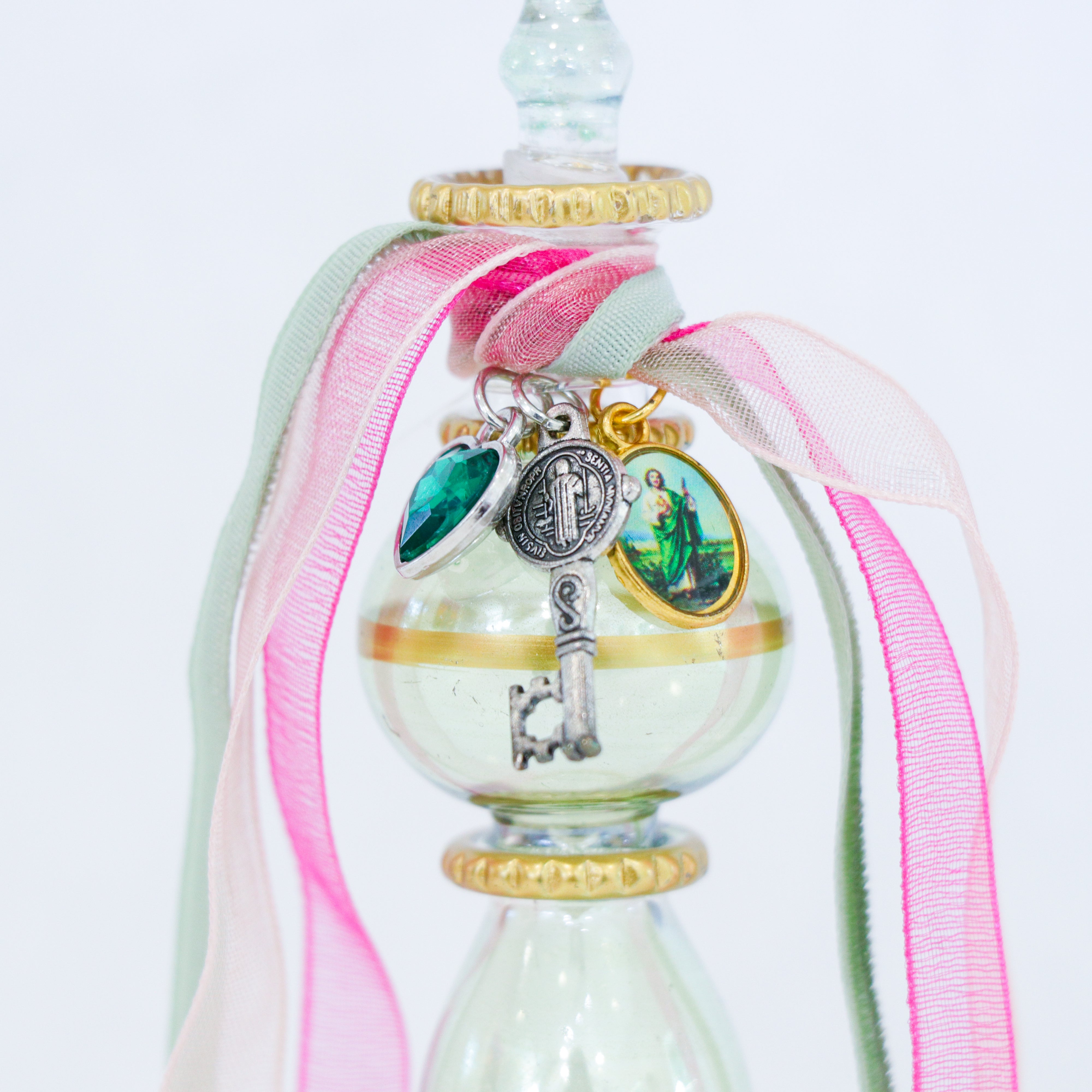 Key of Benedict in Light Green and Pink | Handmade Holy Water Vessel