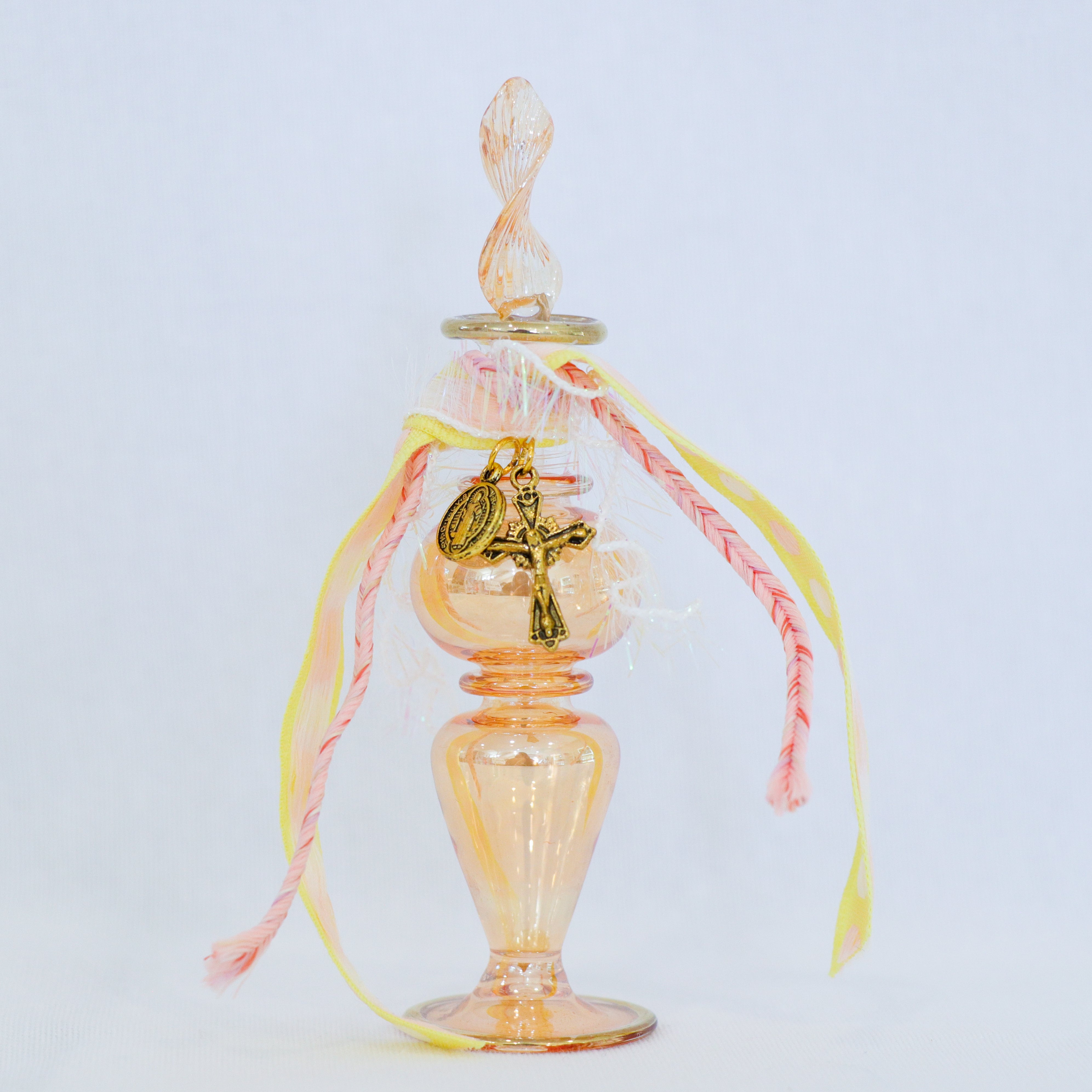 Cross of Christ and St. Benedict in Golds  | Handmade Holy Water Vessel
