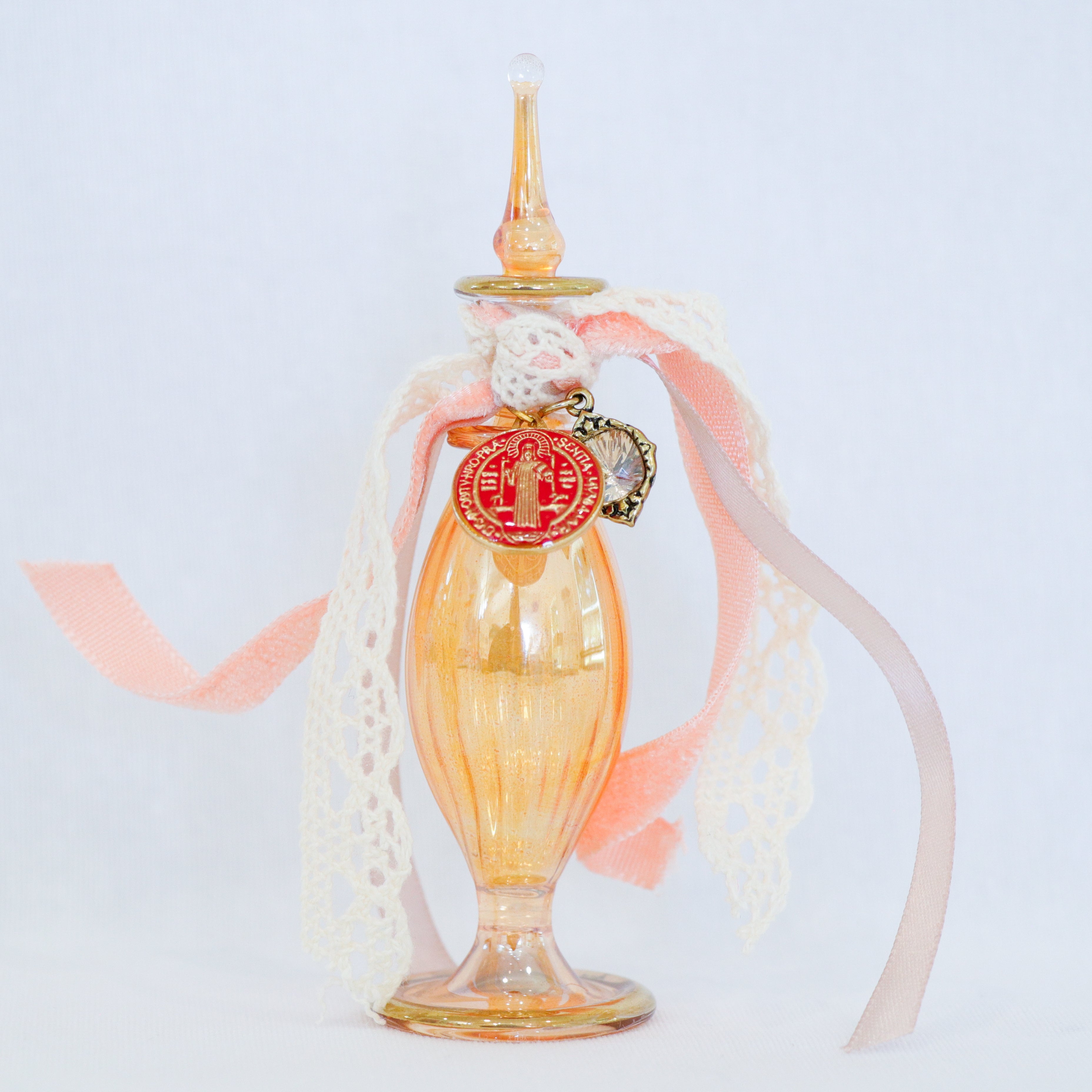 St. Benedict in Reds and Golds  | Handmade Holy Water Vessel