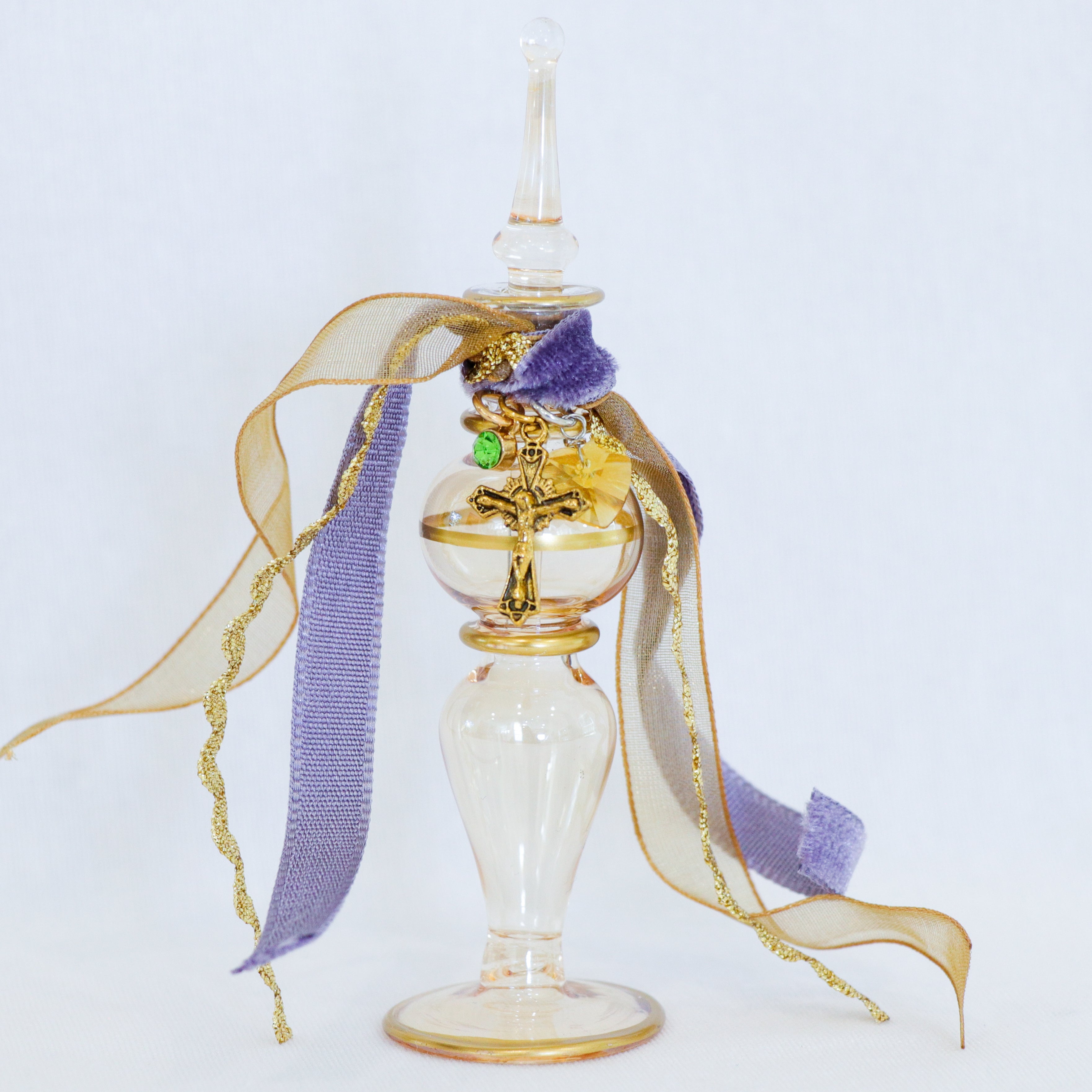 Cross of Christ in Purples and Golds  | Handmade Holy Water Vessel