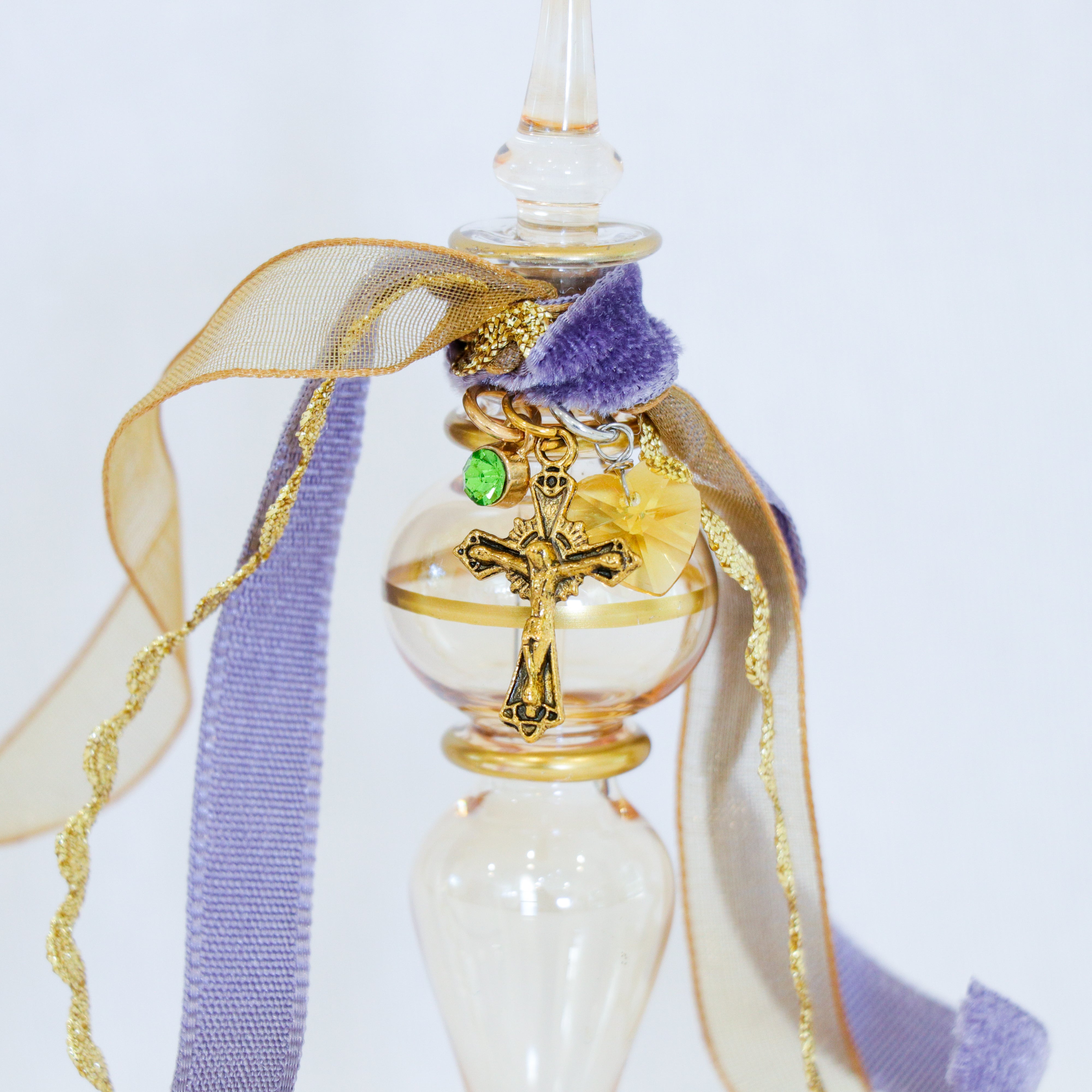 Cross of Christ in Purples and Golds  | Handmade Holy Water Vessel