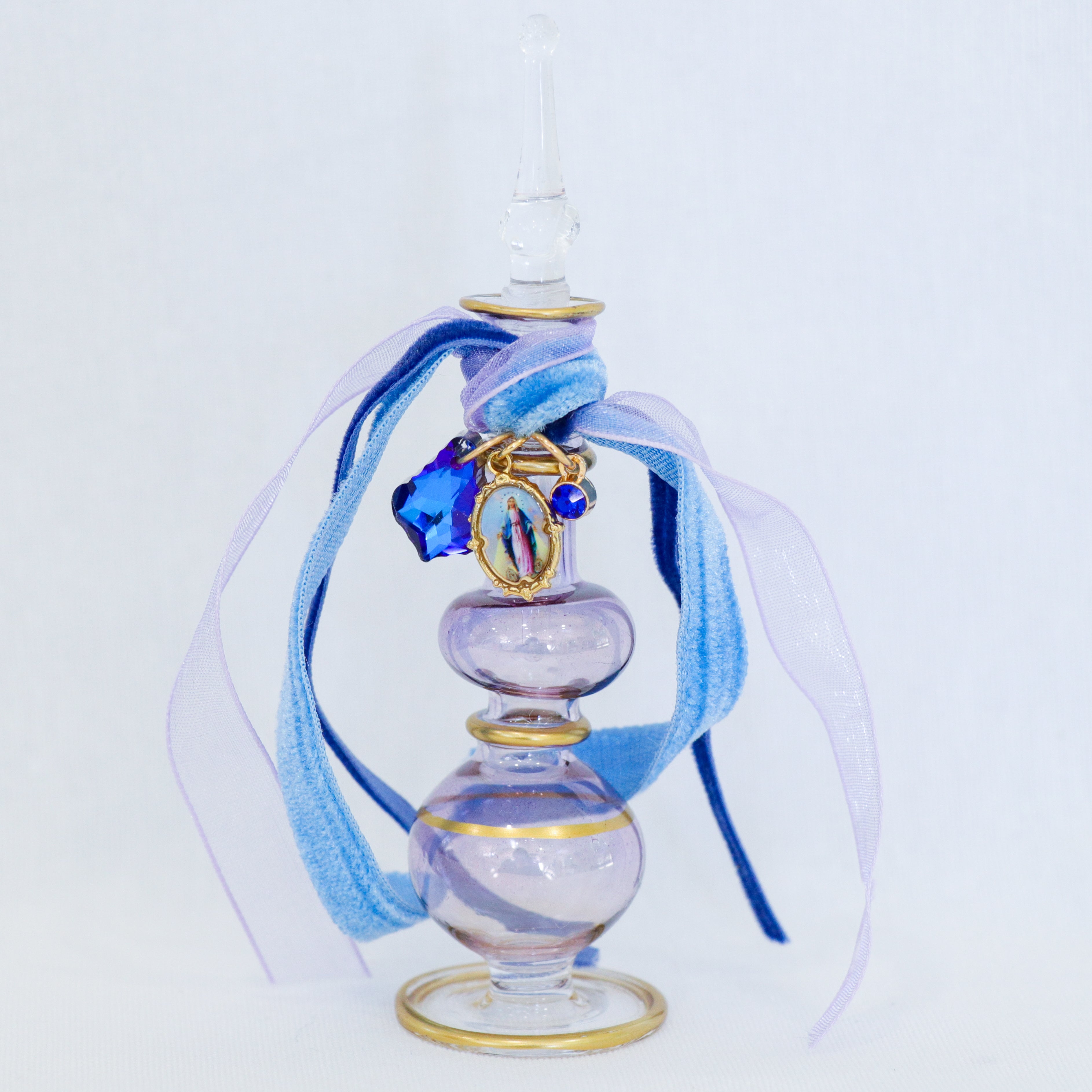 Our Lady of Lourdes in Blues and Purples | Handmade Holy Water Vessel