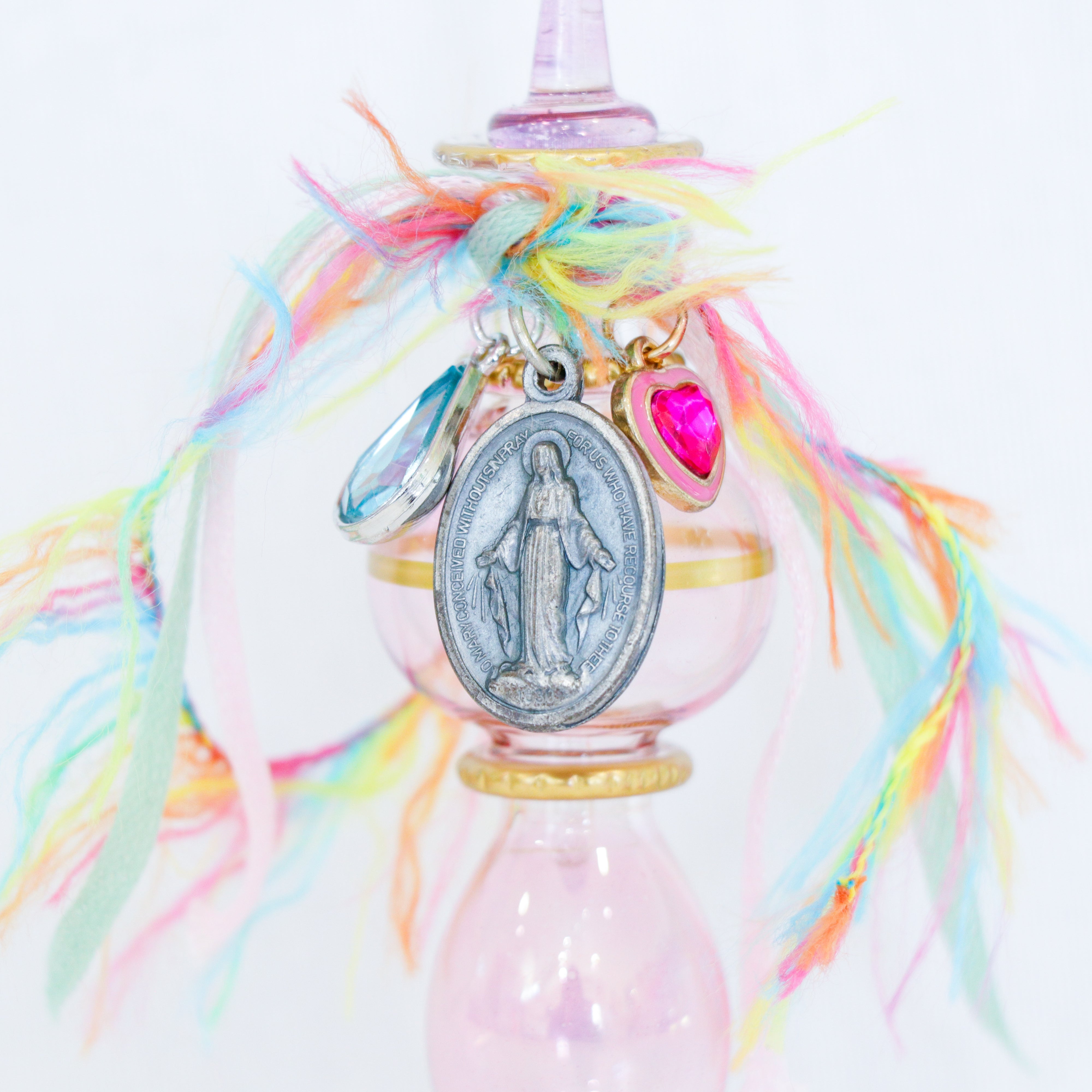 Miraculous Medal in Pinks and Color | Handmade Holy Water Vessel