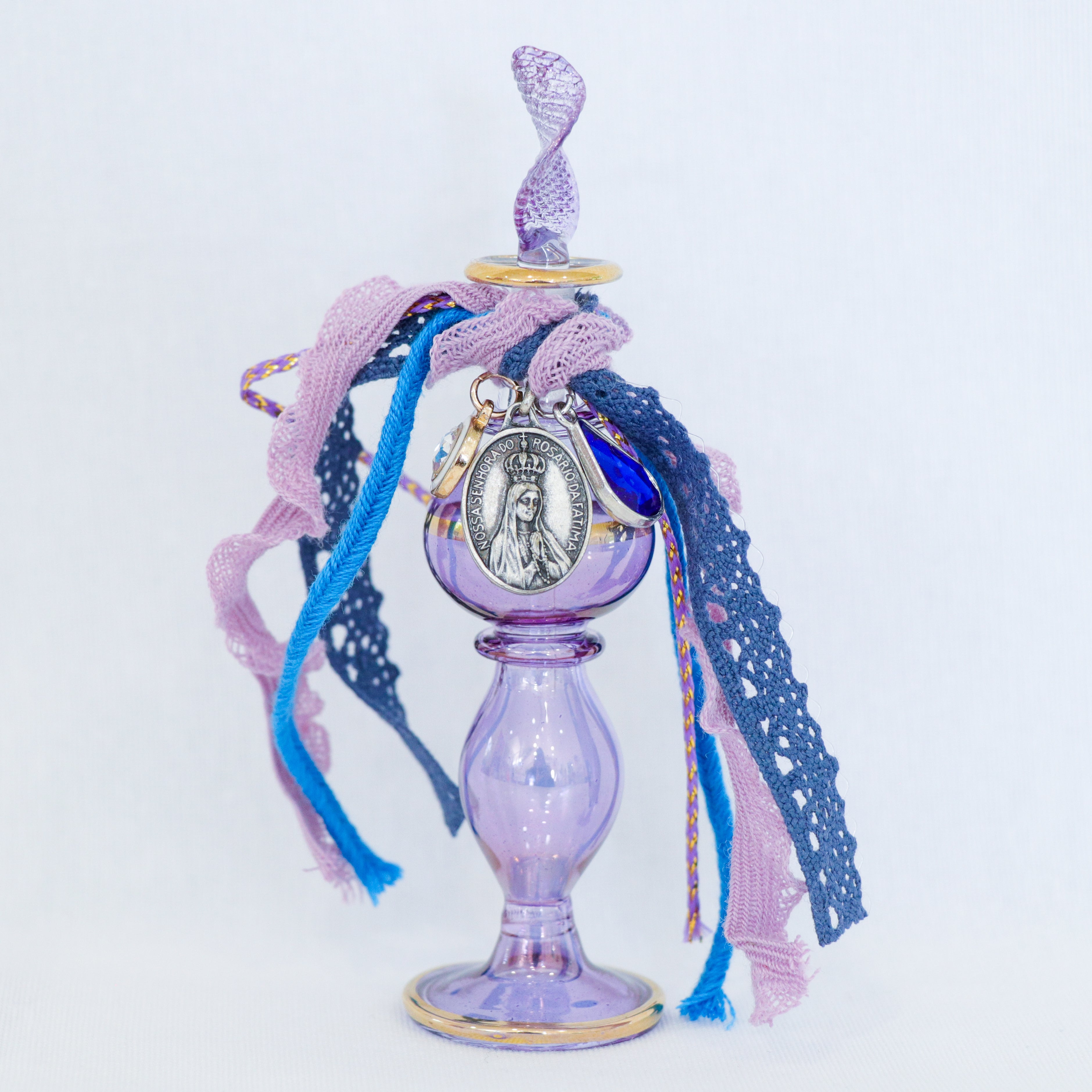 Our Lady of Fatima in Purples and Blues | Handmade Holy Water Vessel