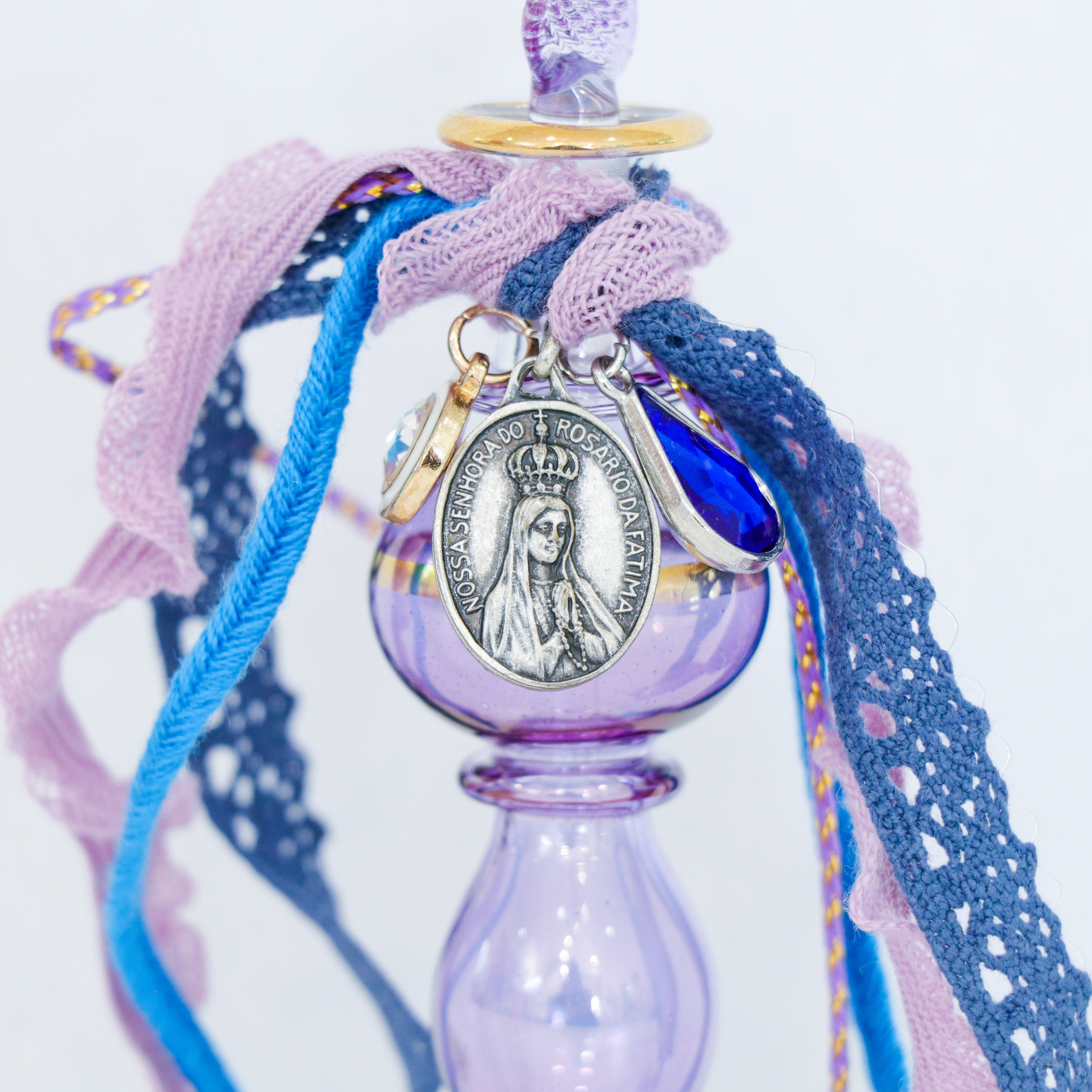 Our Lady of Fatima in Purples and Blues | Handmade Holy Water Vessel