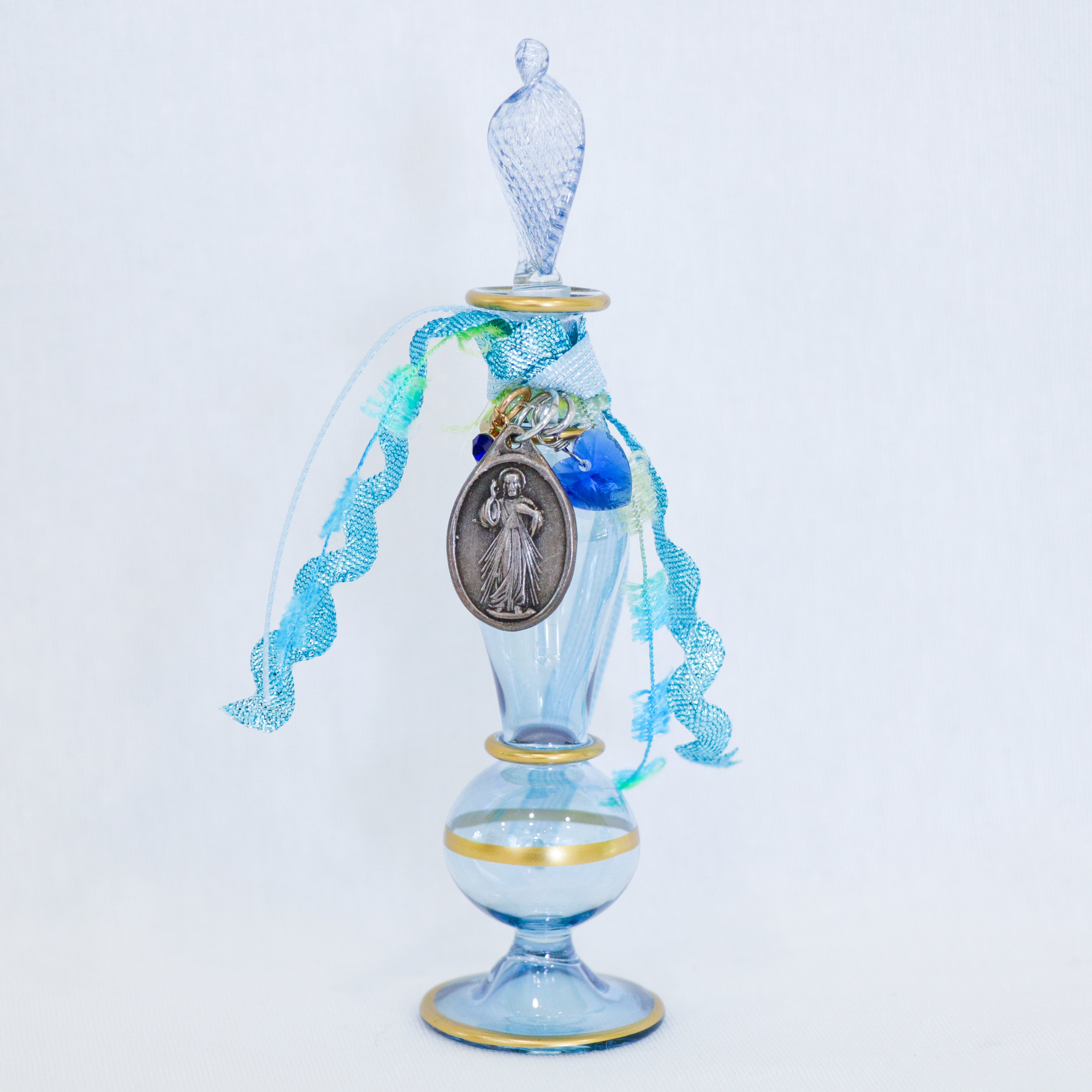 Divine Mercy in Blues | Handmade Holy Water Vessel