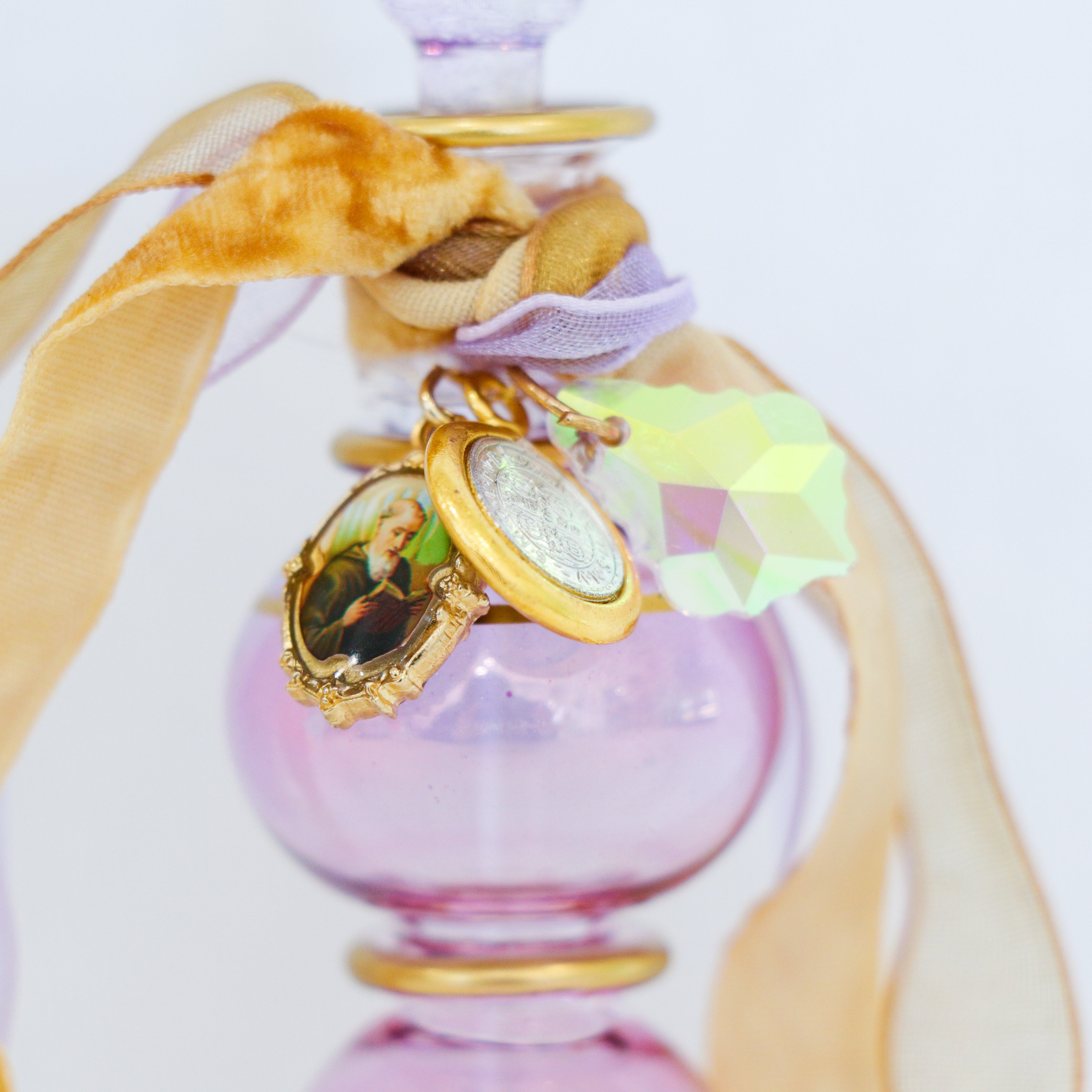 St. Benedict in Purples and Golds | Handmade Holy Water Vessel