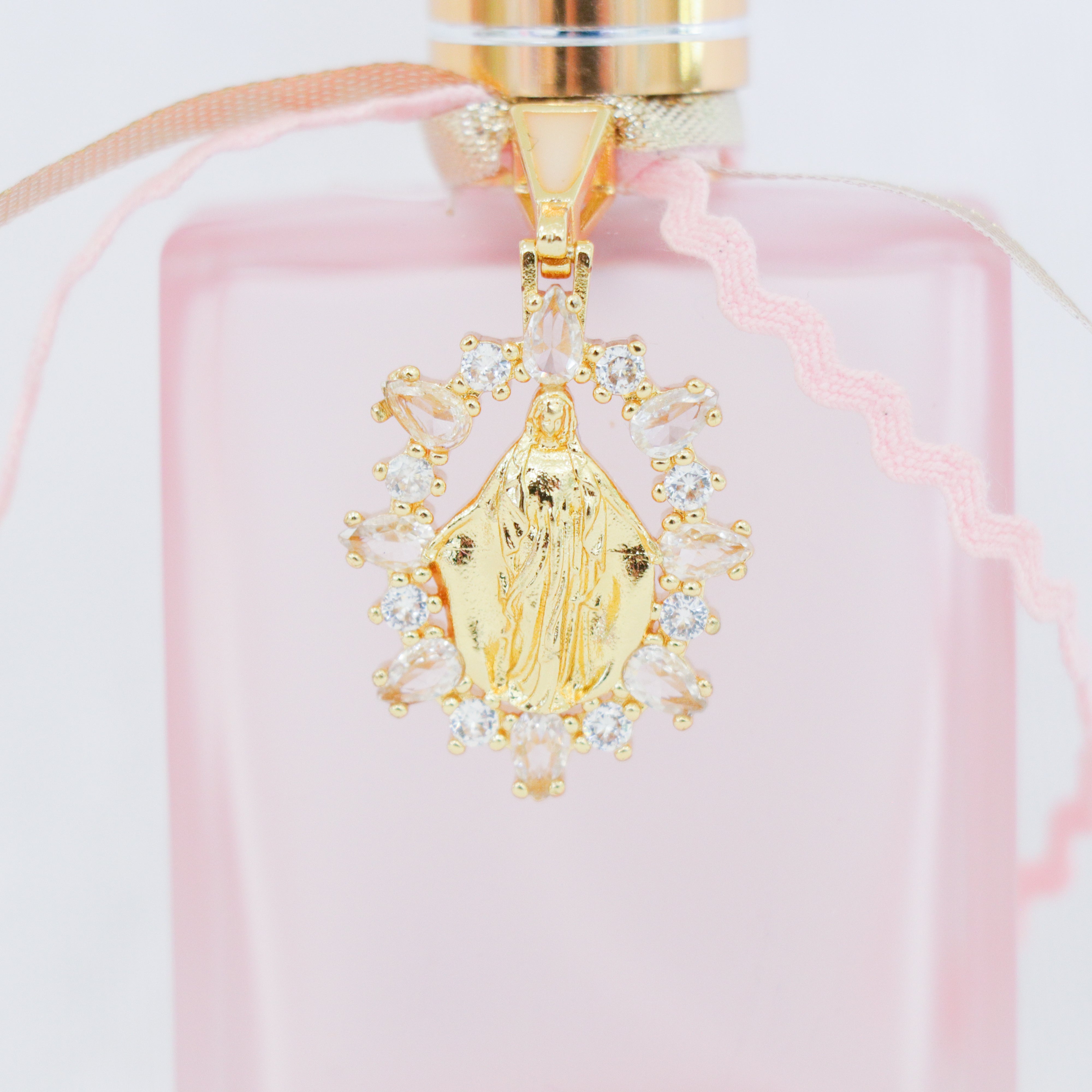 Virgin Mary in Pinks and Golds | Handmade Holy Water Spray