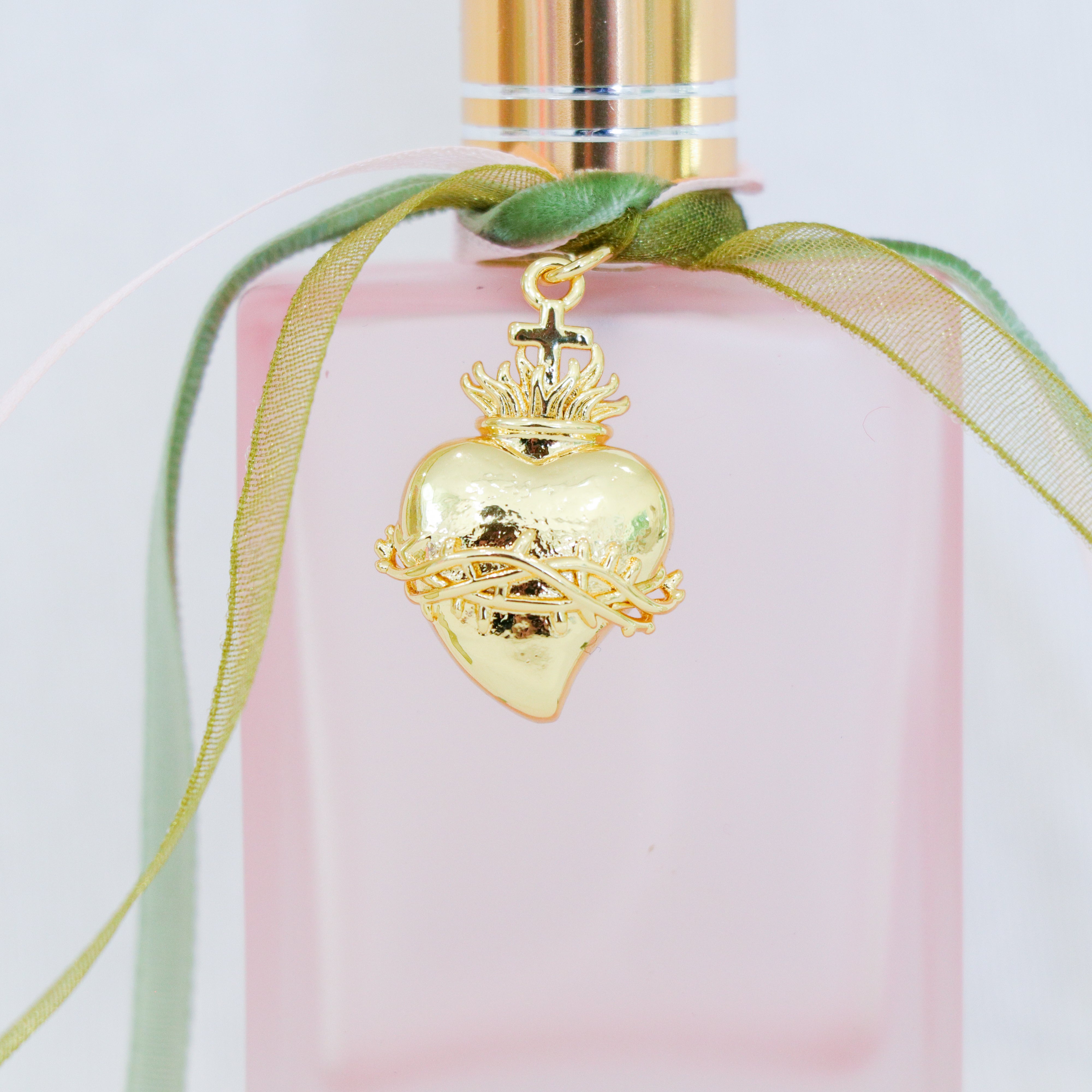 Sacred Heart of Jesus in Greens and Pinks | Handmade Holy Water Spray