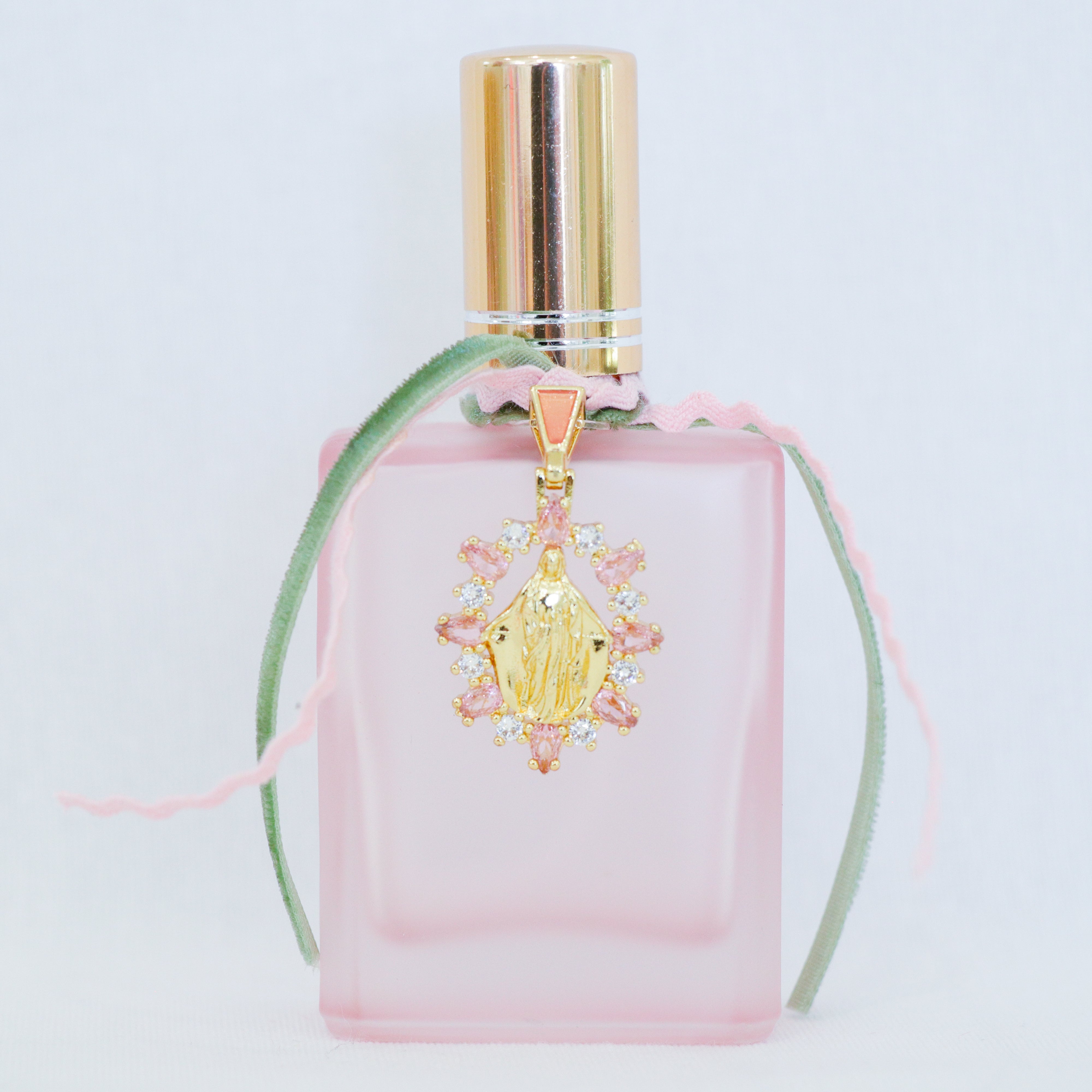 Virgin Mary in Pink and Green | Handmade Holy Water Spray