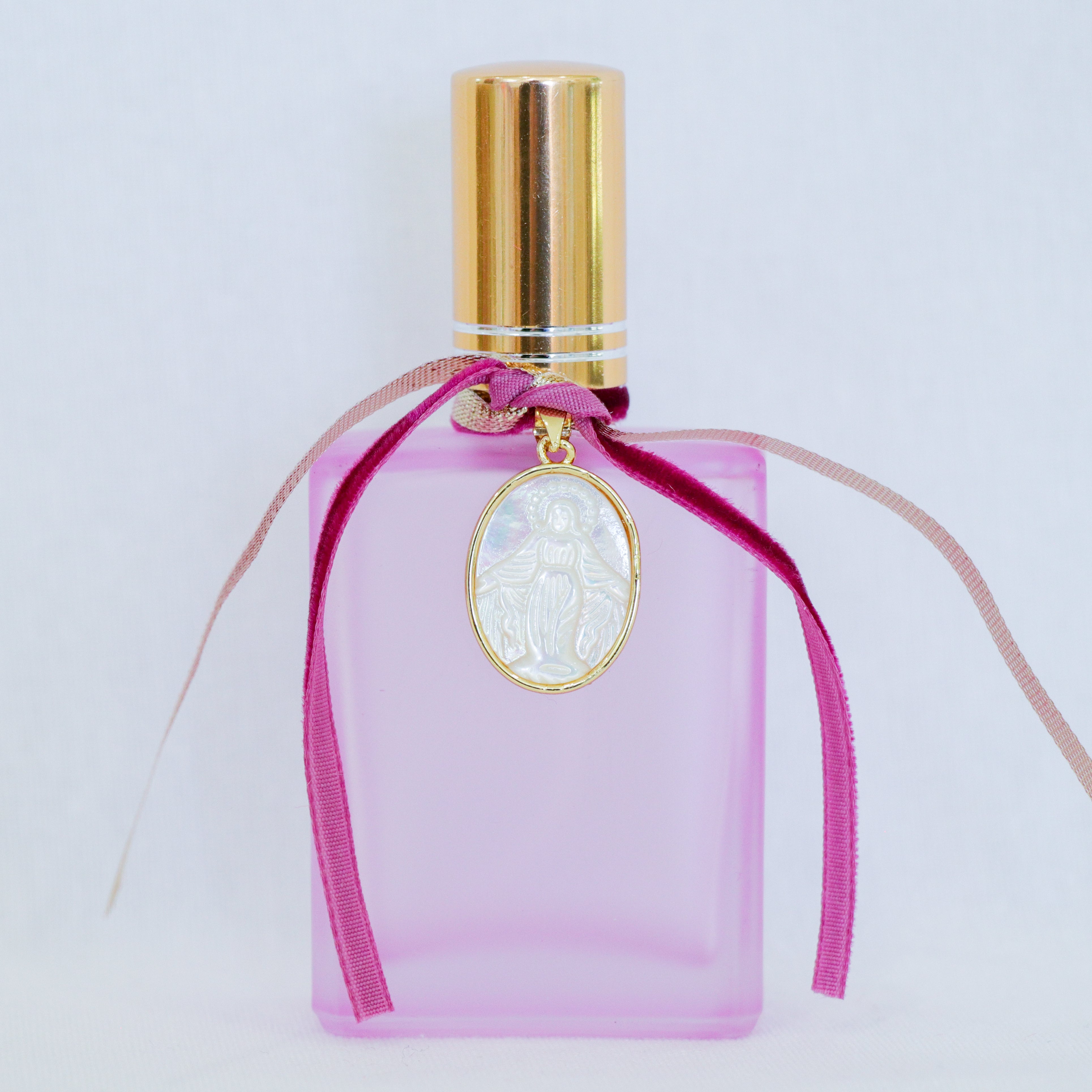 Mary of the Miraculous Medal in Pink | Handmade Holy Water Spray