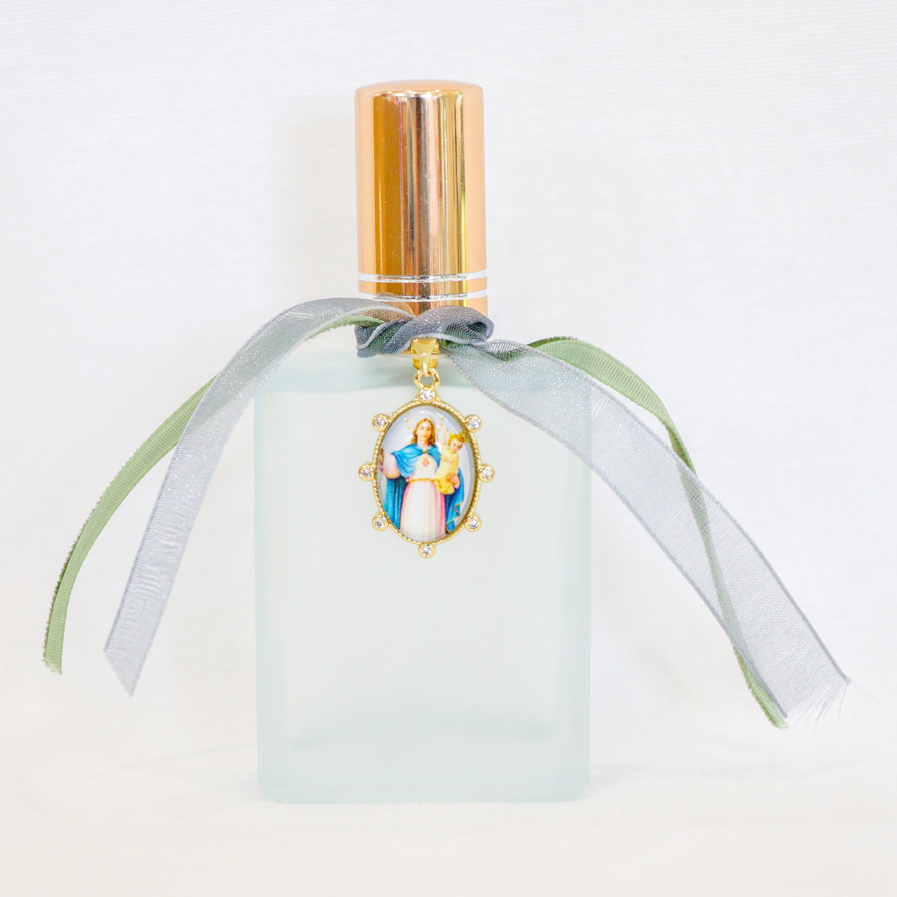 Madonna and Child in Green and Gray | Handmade Holy Water Spray