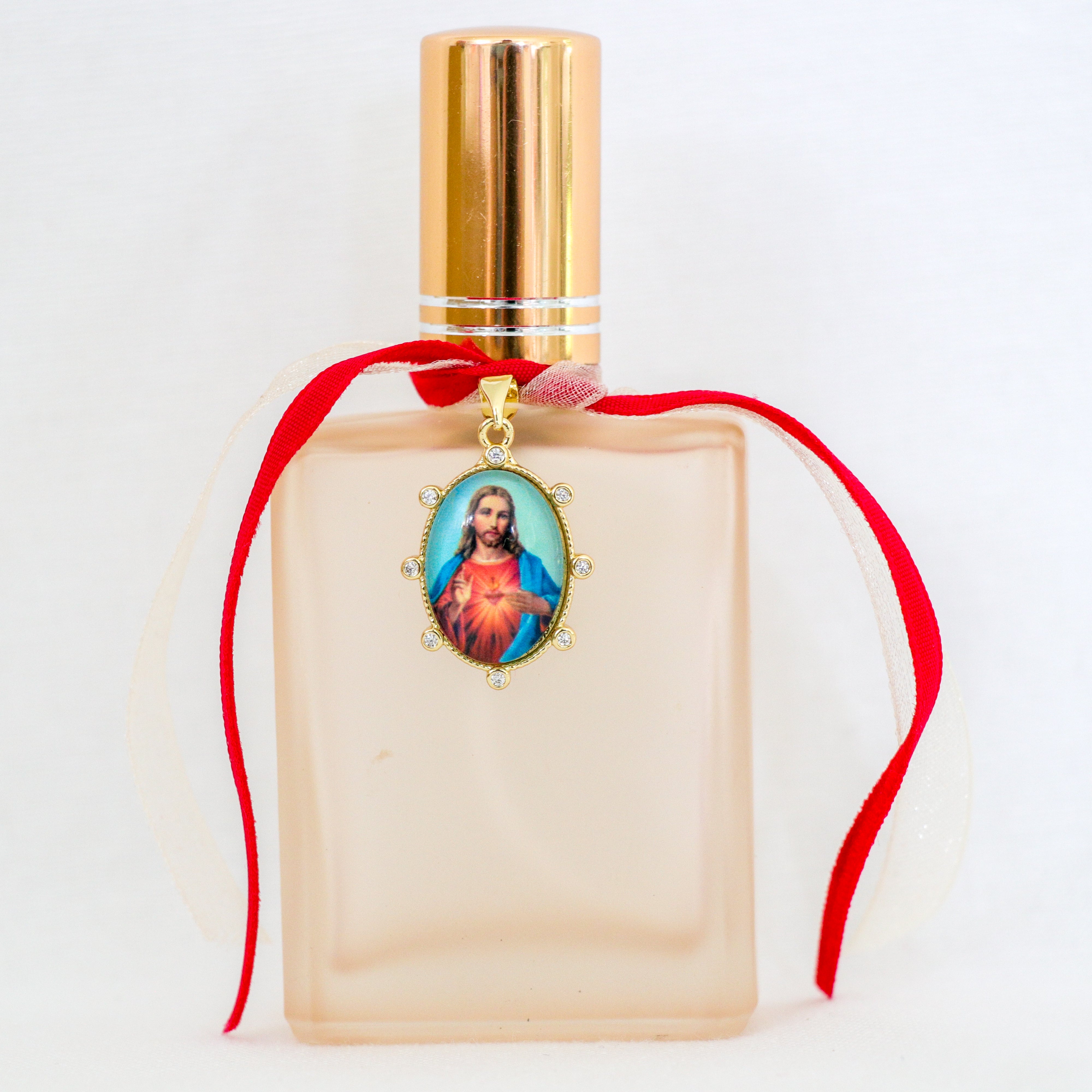 Sacred Heart of Jesus in Peach and Red | Handmade Holy Water Spray