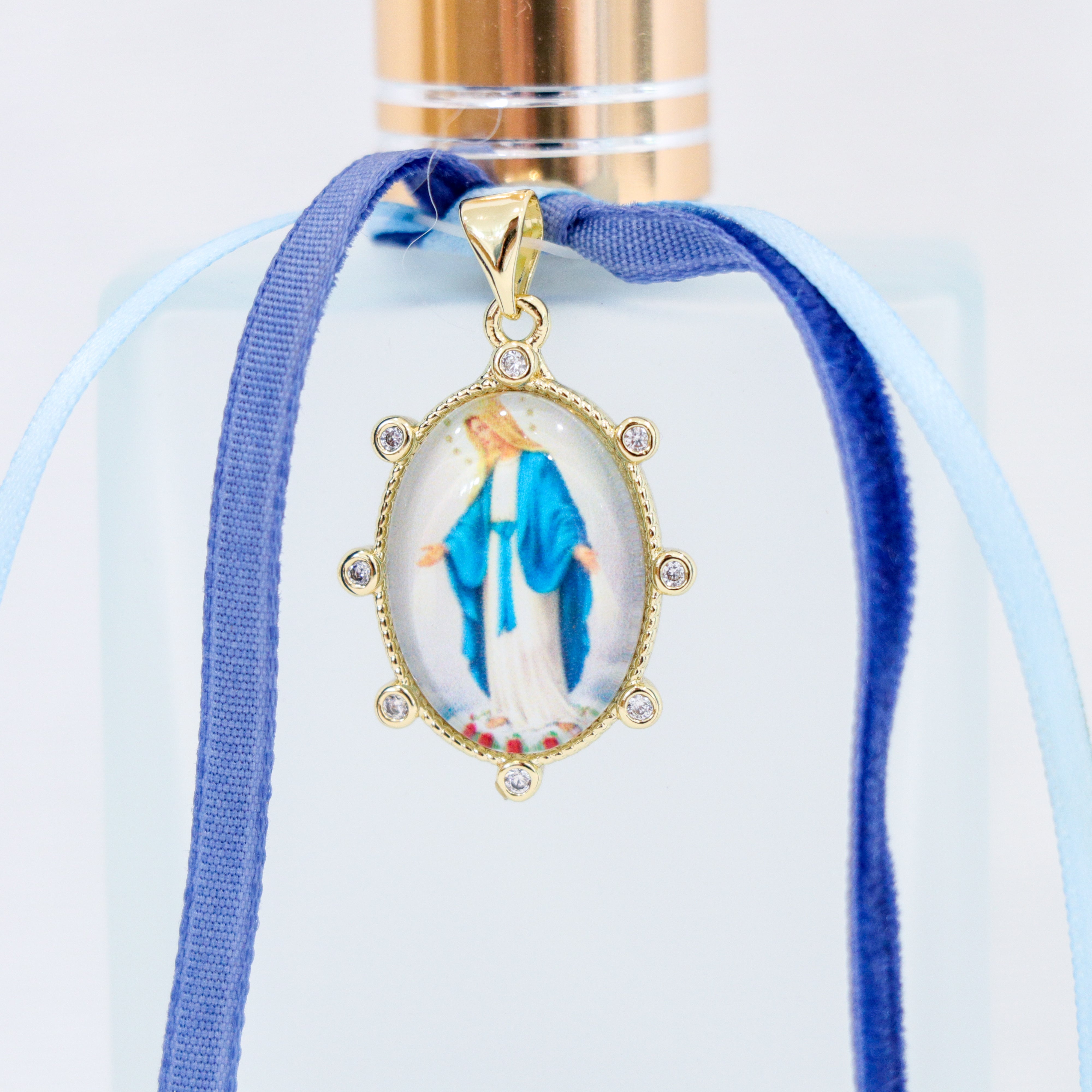 Our Lady of Grace in Blues | Handmade Holy Water Spray