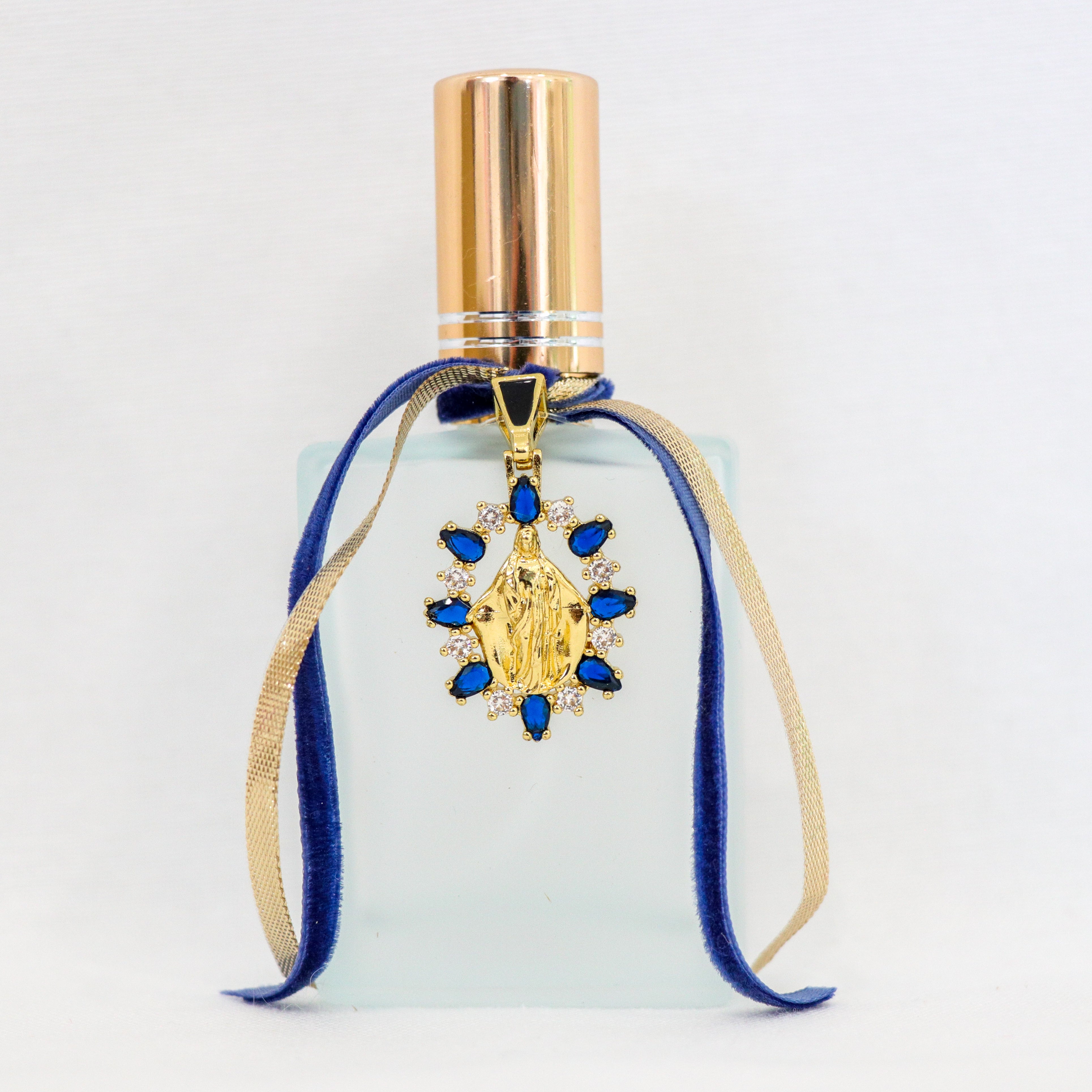 Our Lady of Grace in Gold and Blue | Handmade Holy Water Spray