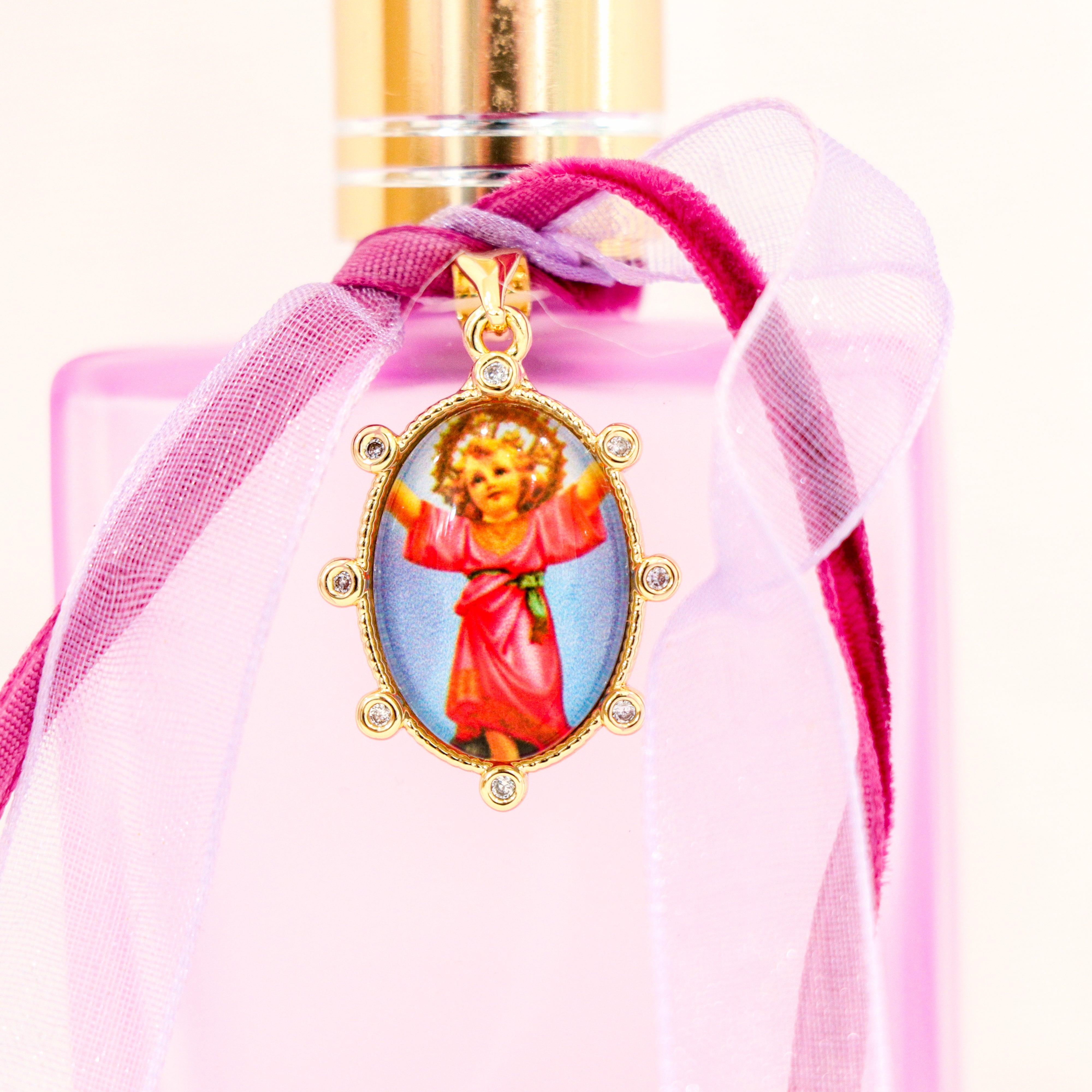 Infant Jesus in Pinks | Handmade Holy Water Spray