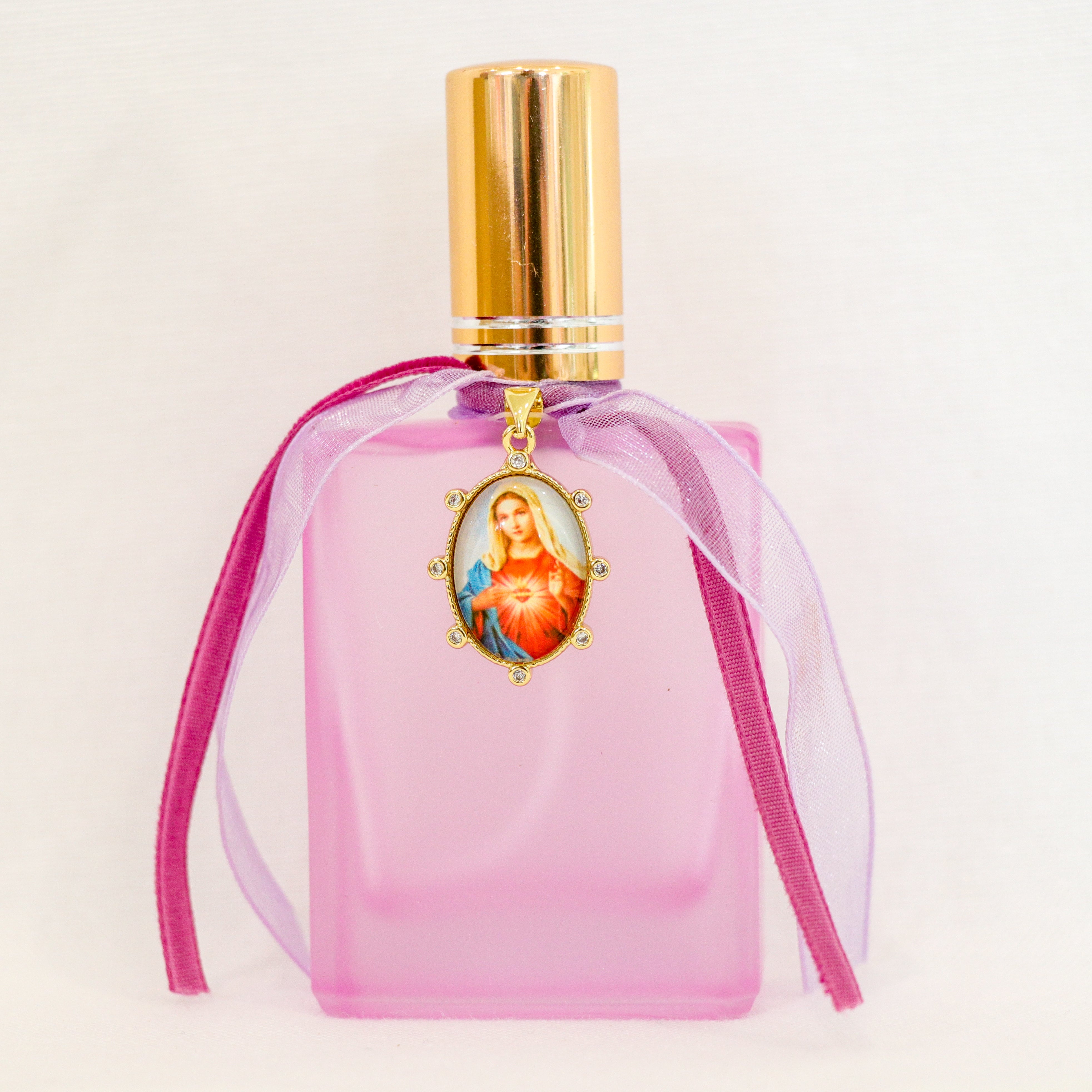 Immaculate Heart of Mary in Pinks | Handmade Holy Water Spray