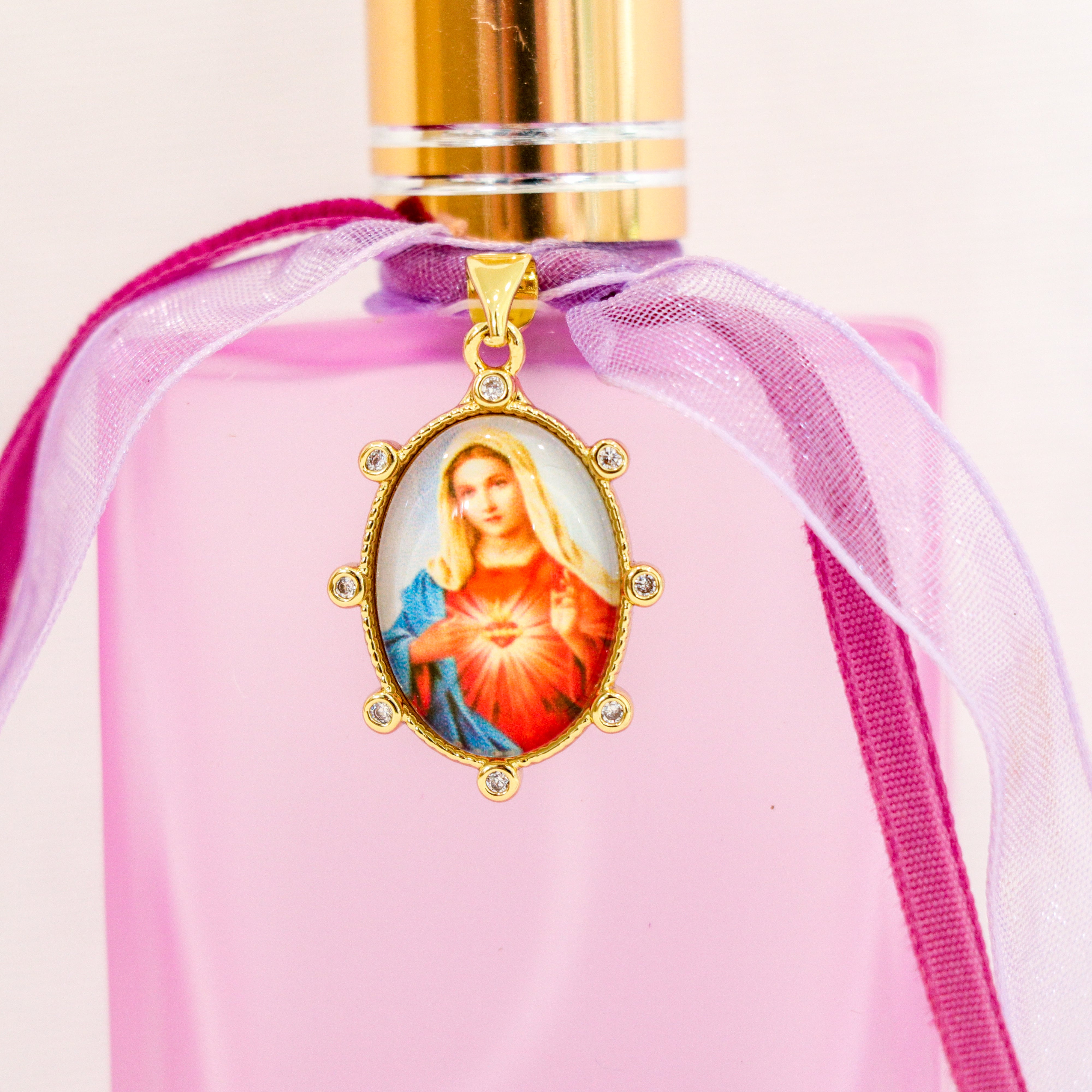 Immaculate Heart of Mary in Pinks | Handmade Holy Water Spray