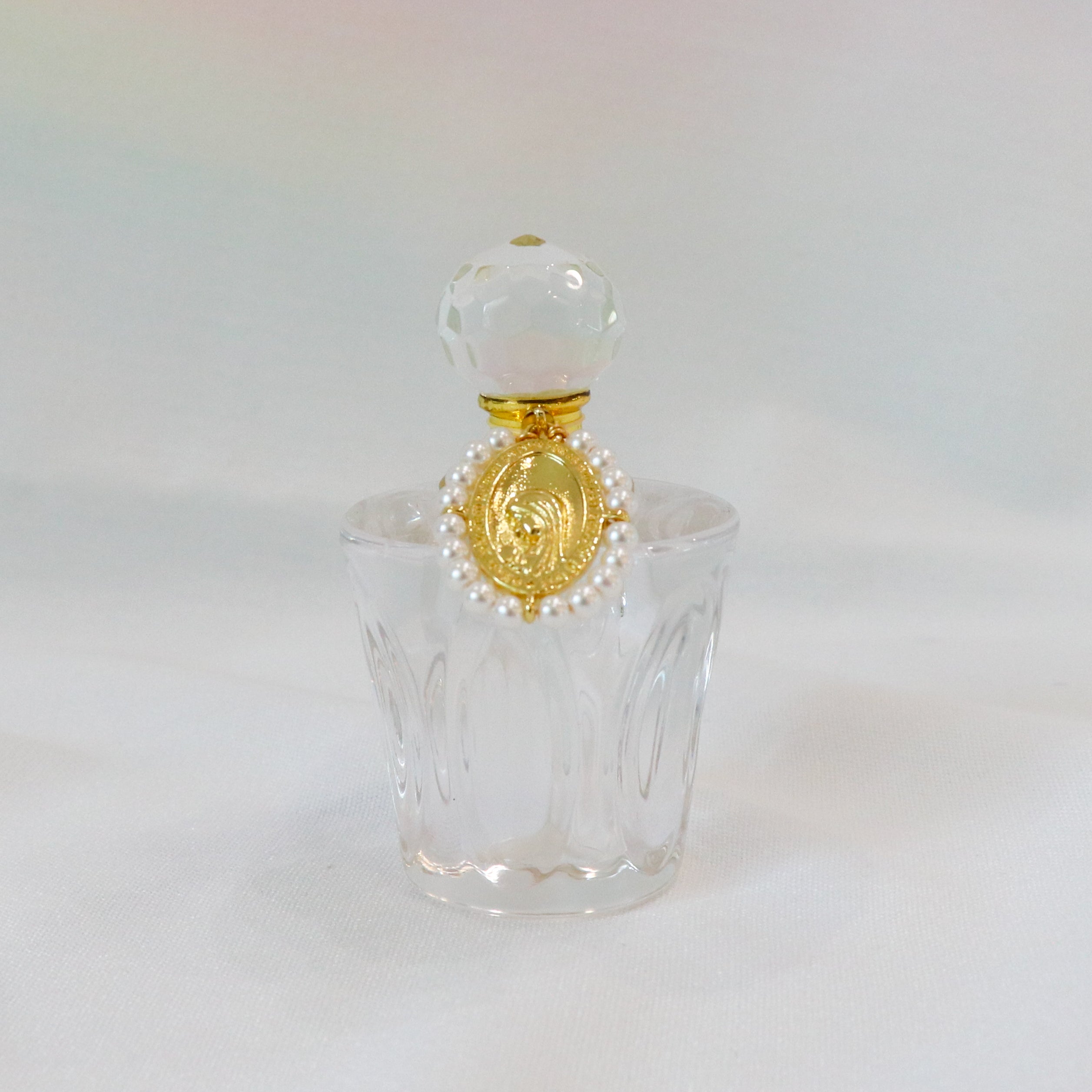 Mary in Gold and Pearls | Handmade Holy Water Vessel