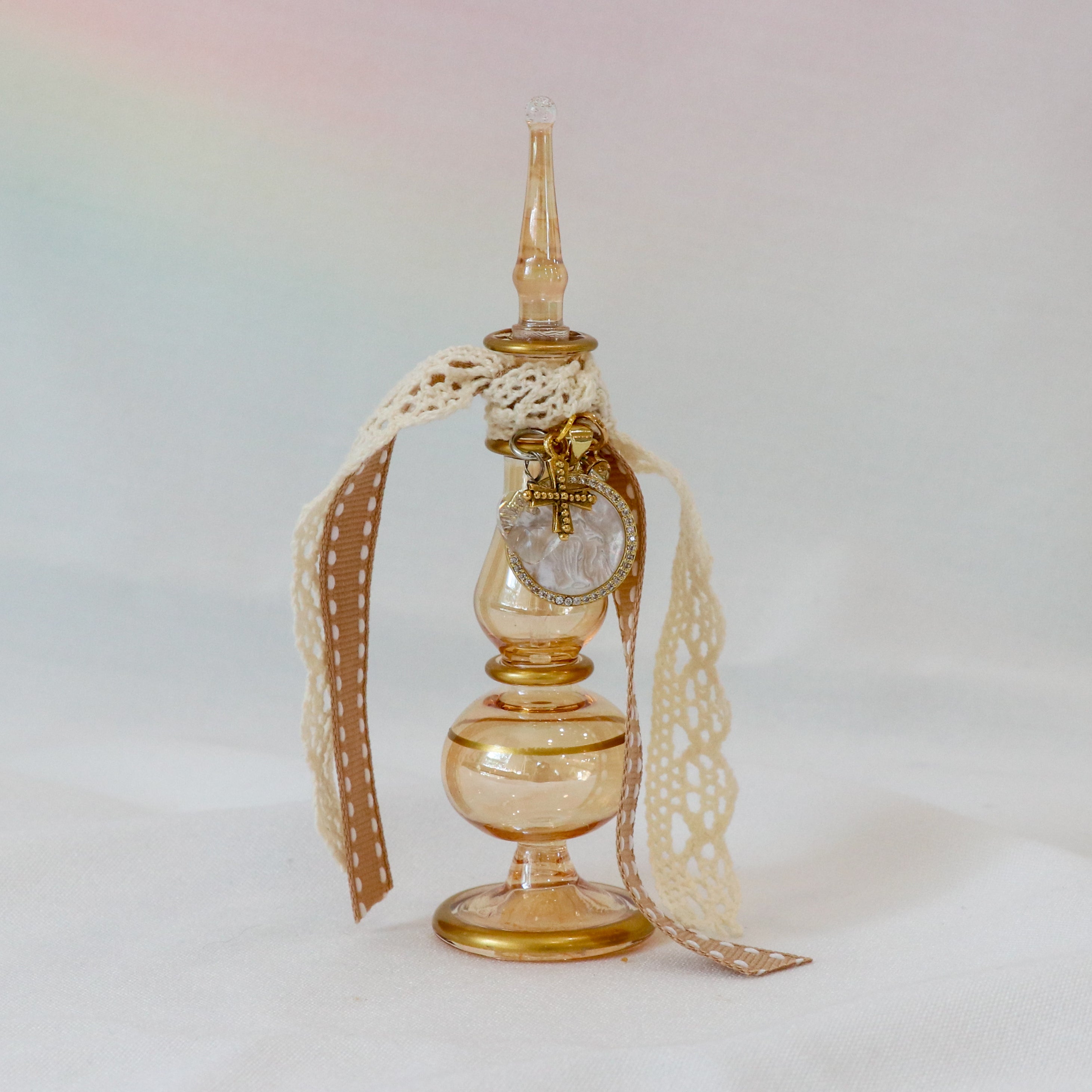 Mary of Pearl in Gold | Handmade Holy Water Vessel