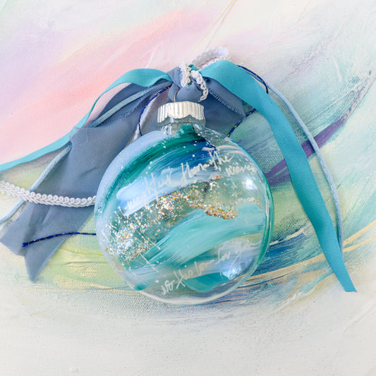 Mightier Than the Waves Hand-painted Flat Bauble Ornament