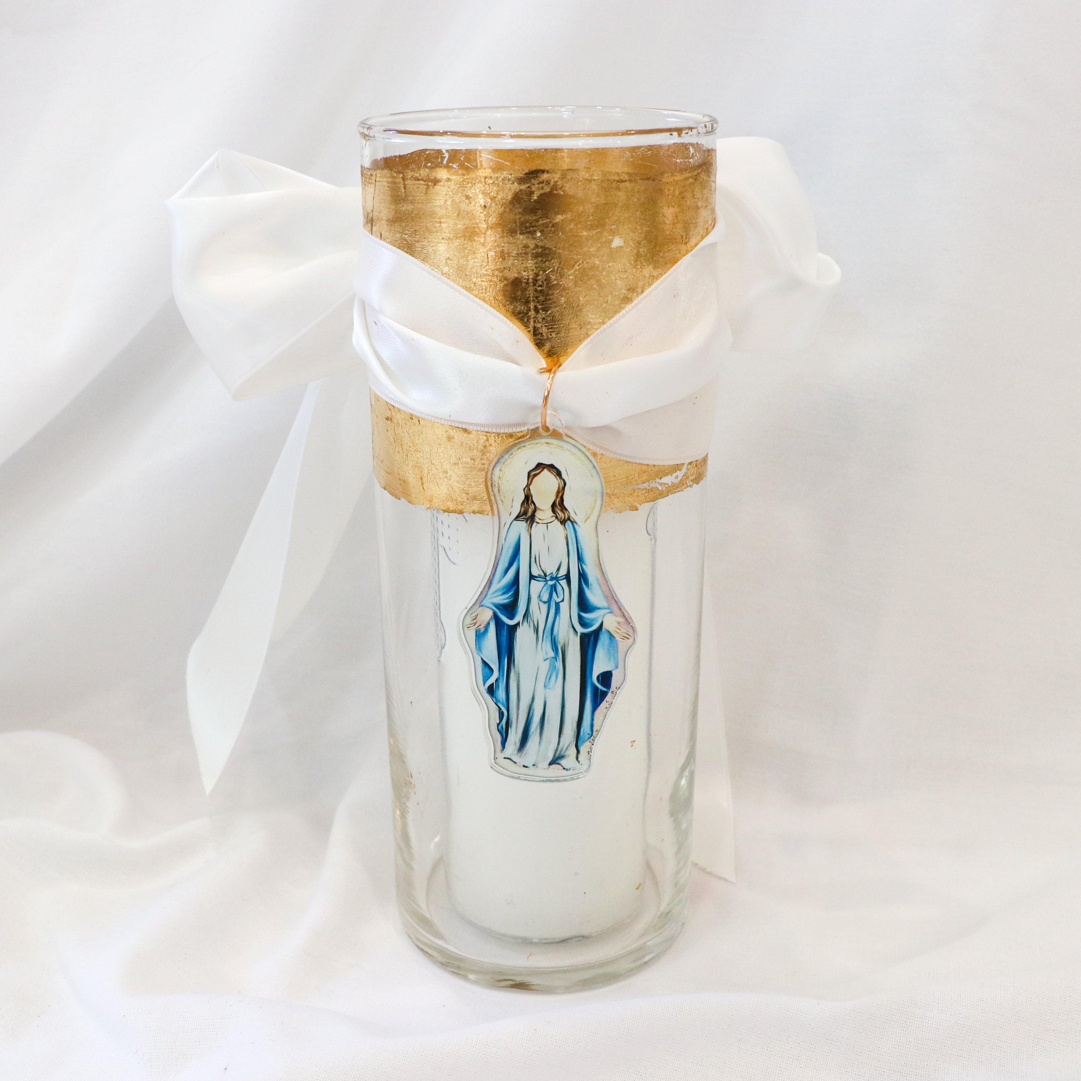Our Lady of Grace Holy Candle Vase and 7-Day Votive Candle