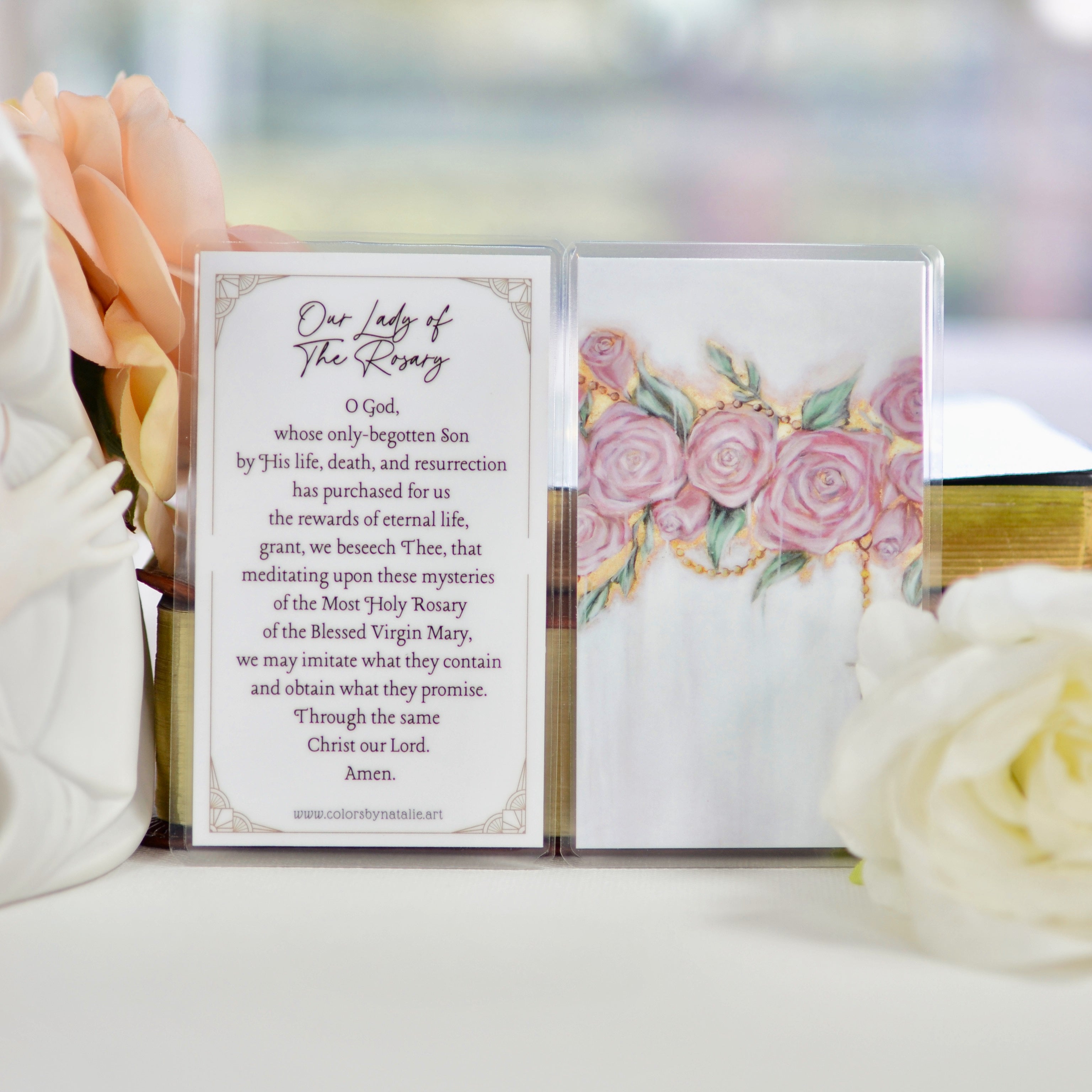 Queen of the Rosary Prayer Card