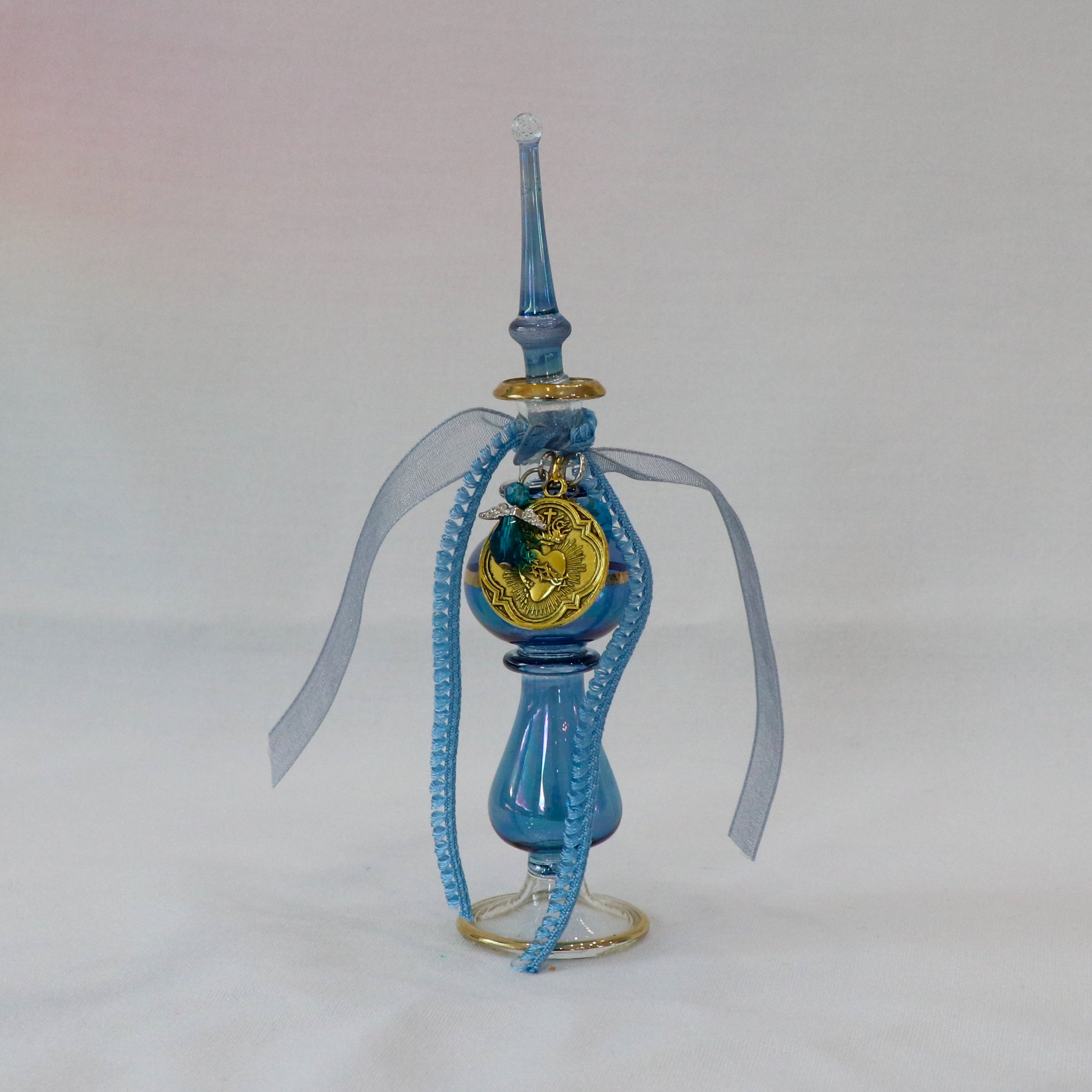 Sacred Heart in Marian Blues | Handmade Holy Water Vessel