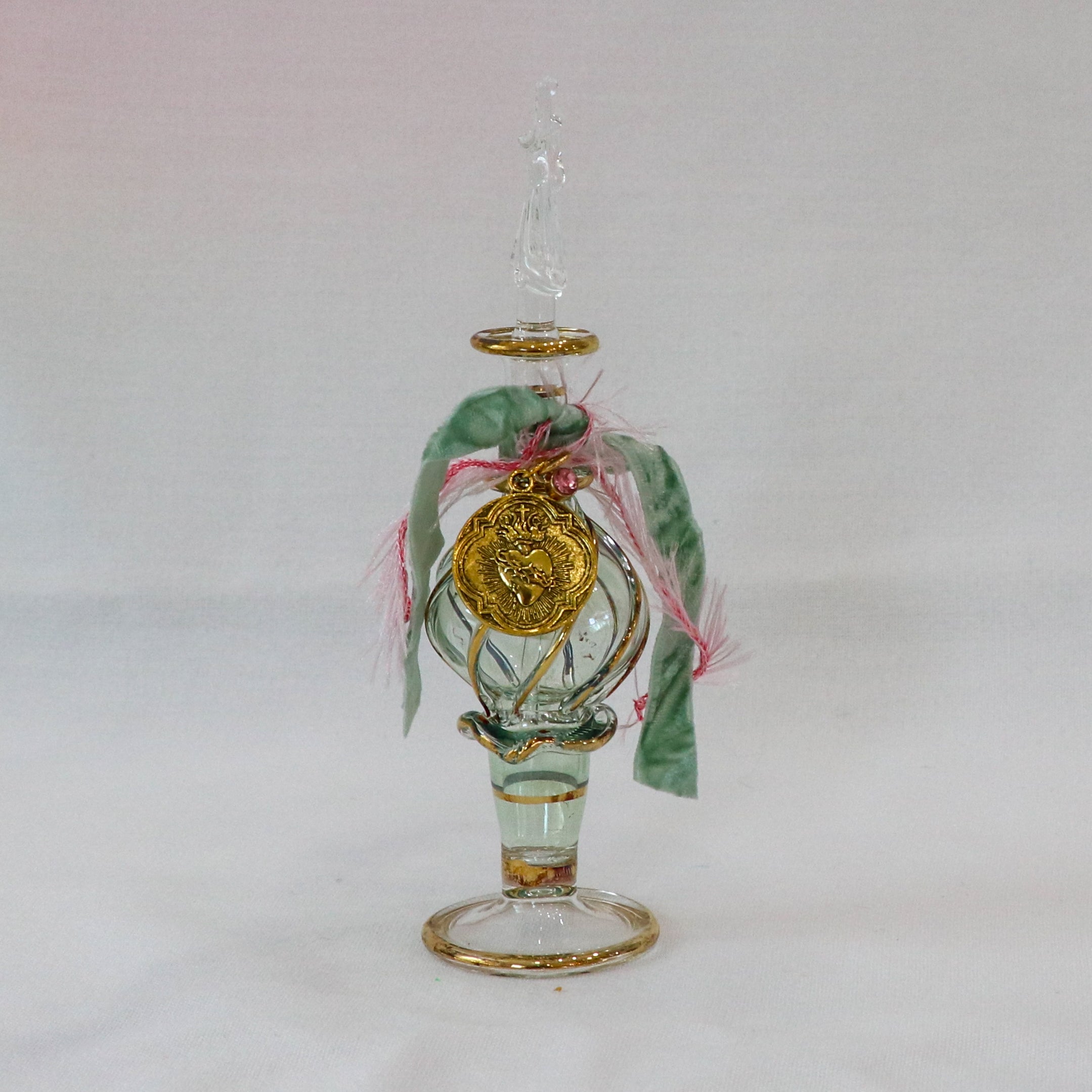 Sacred Heart in Gold Emblem | Handmade Holy Water Vessel