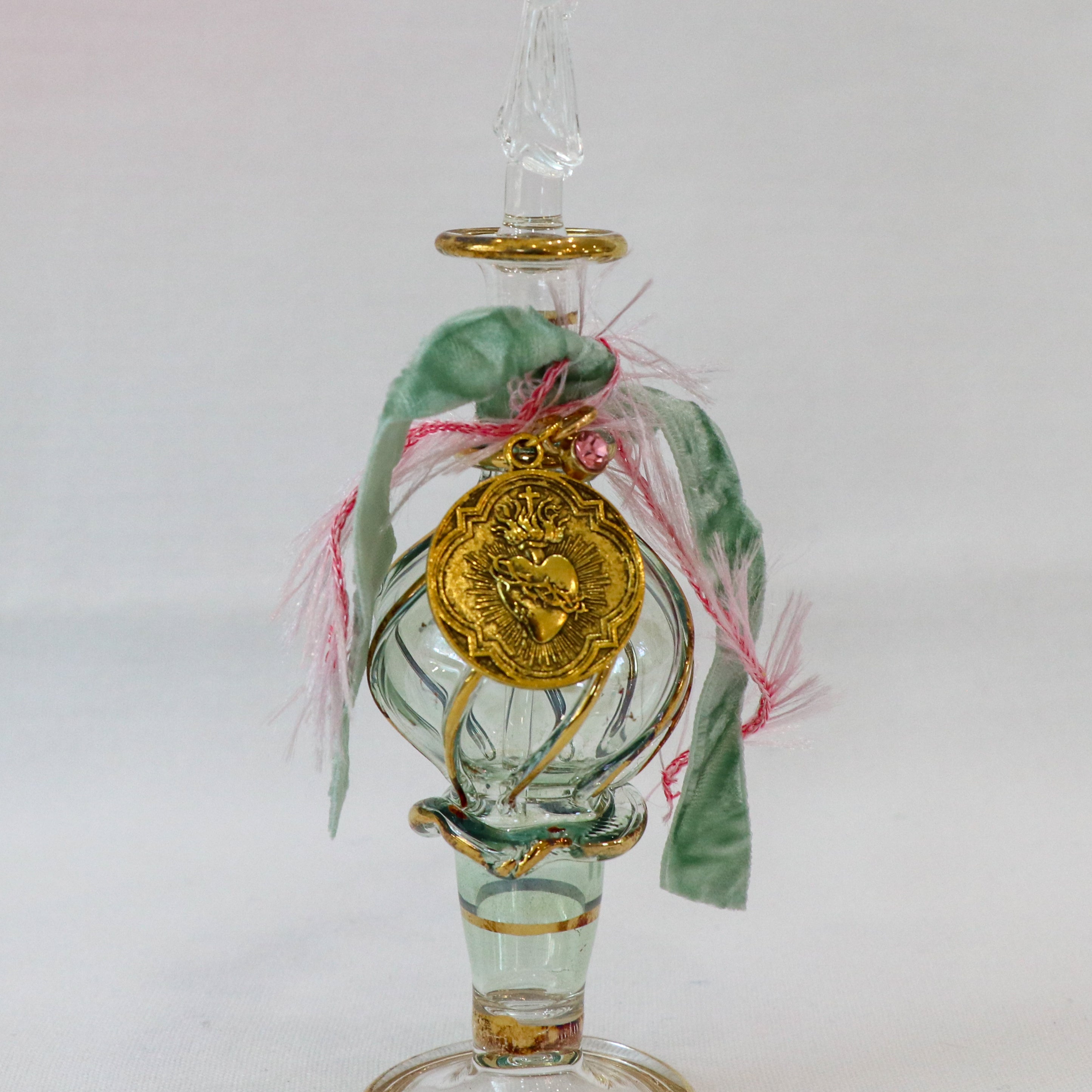 Sacred Heart in Gold Emblem | Handmade Holy Water Vessel