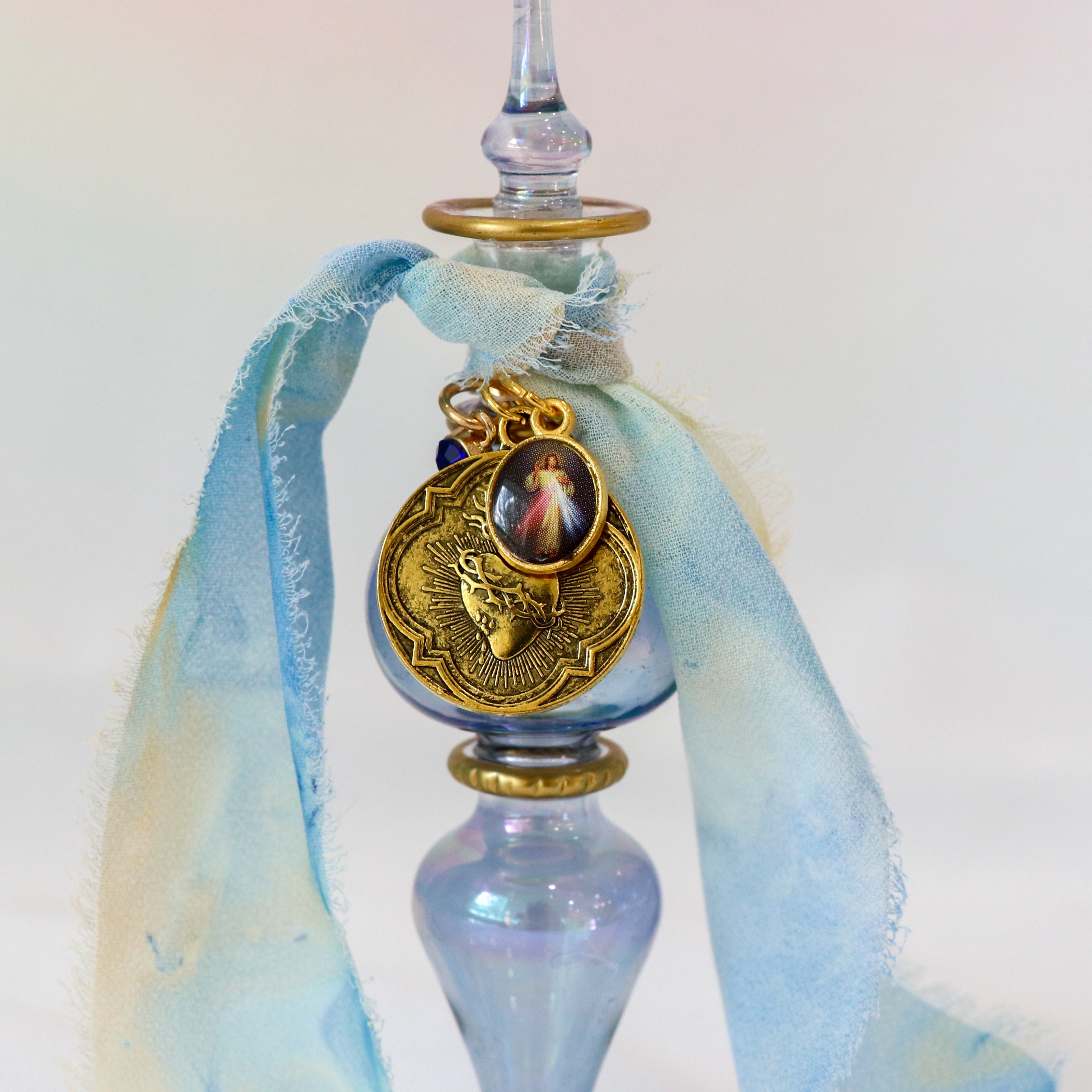 Sacred Heart and Divine Mercy | Handmade Holy Water Vessel