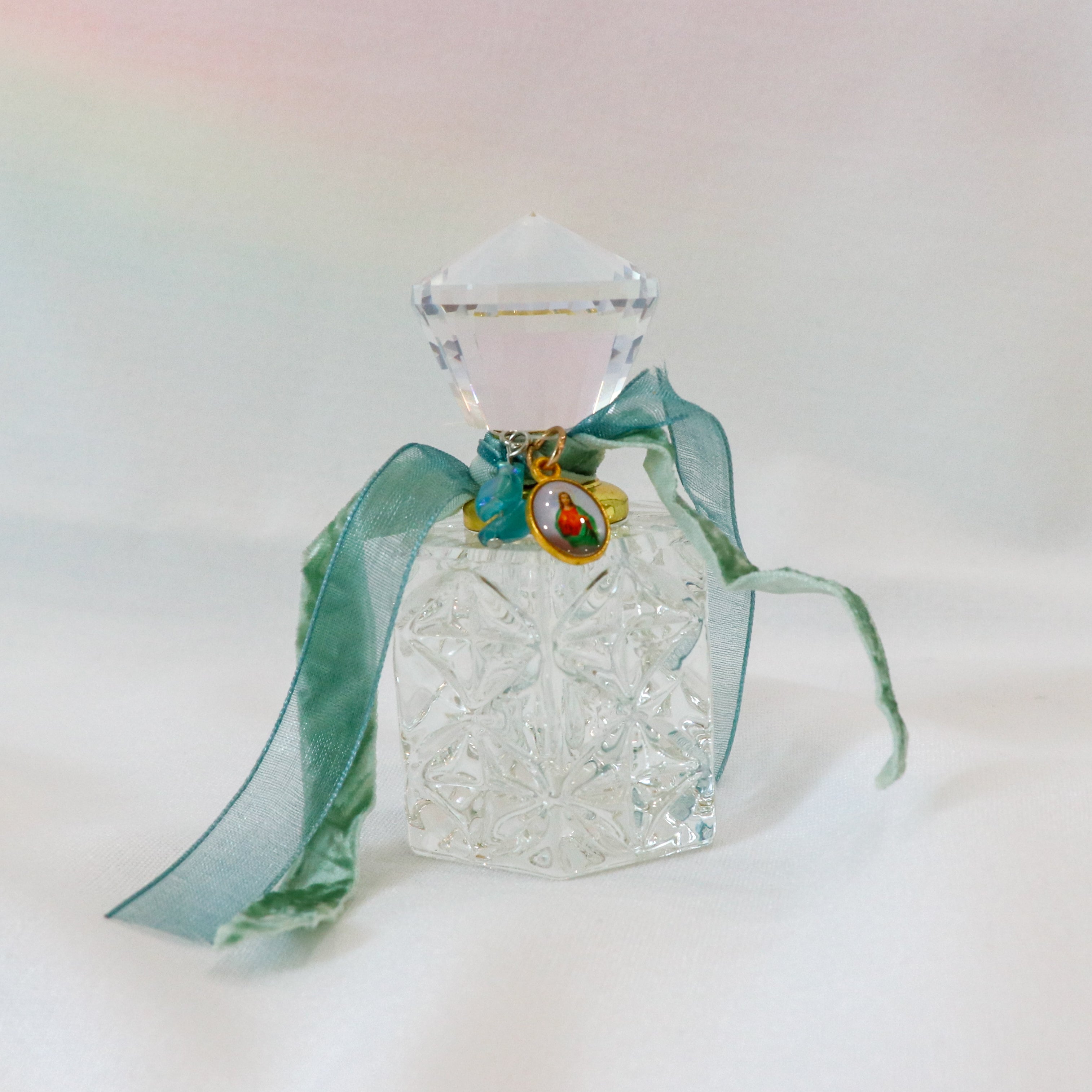 Sacred Heart in Crystal | Handmade Holy Water Vessel