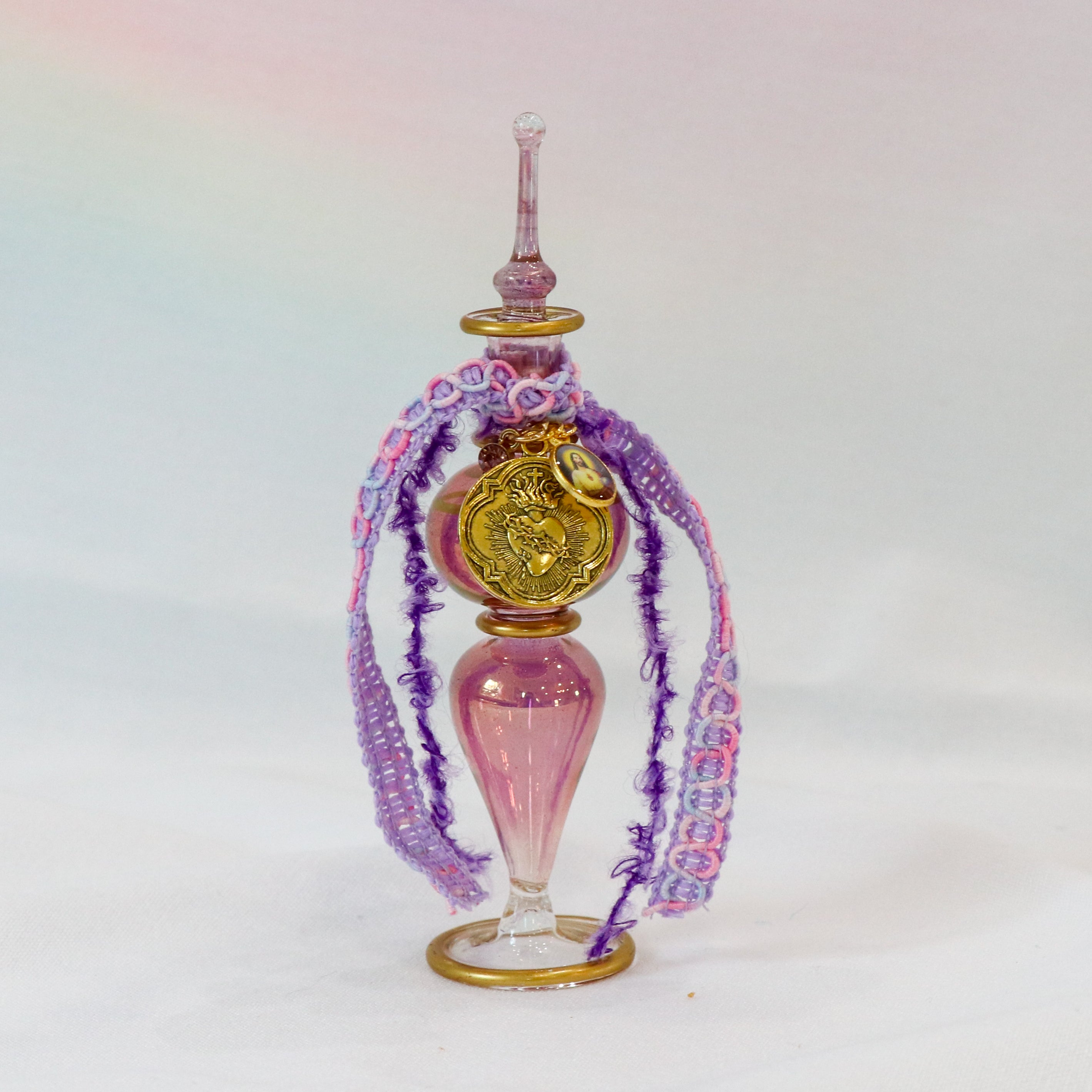 Sacred Heart of Jesus in Purple and Gold | Handmade Holy Water Vessel