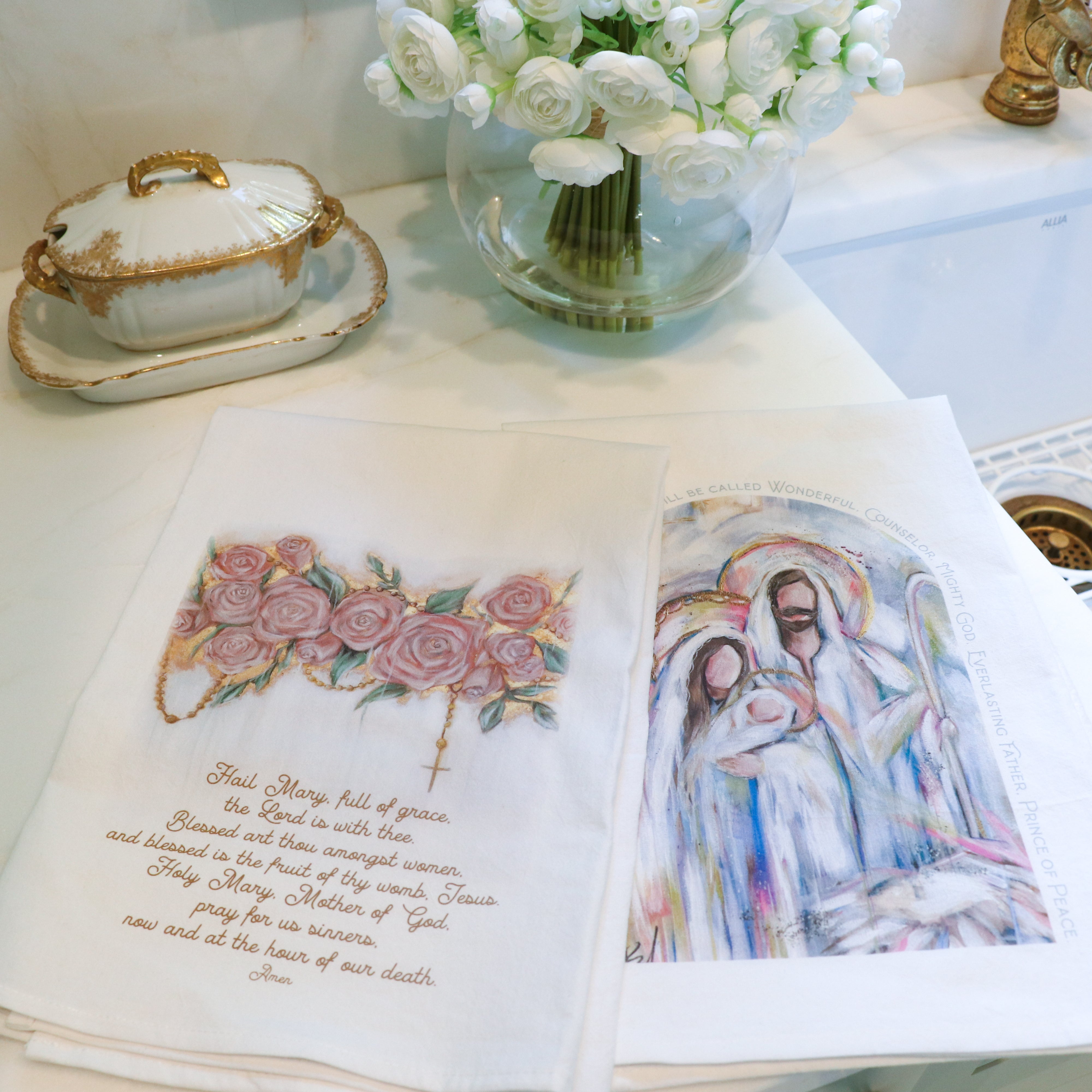 Light of the World White Flour Sack Tea Towel