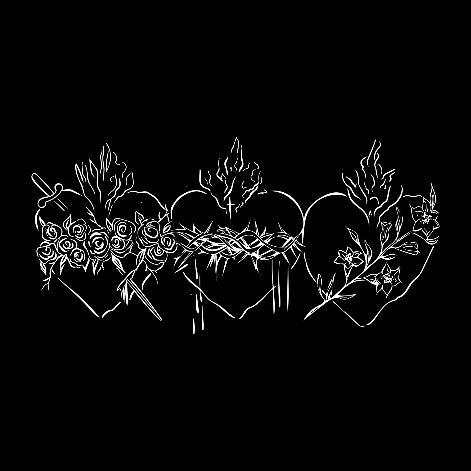 Three Hearts White Decal