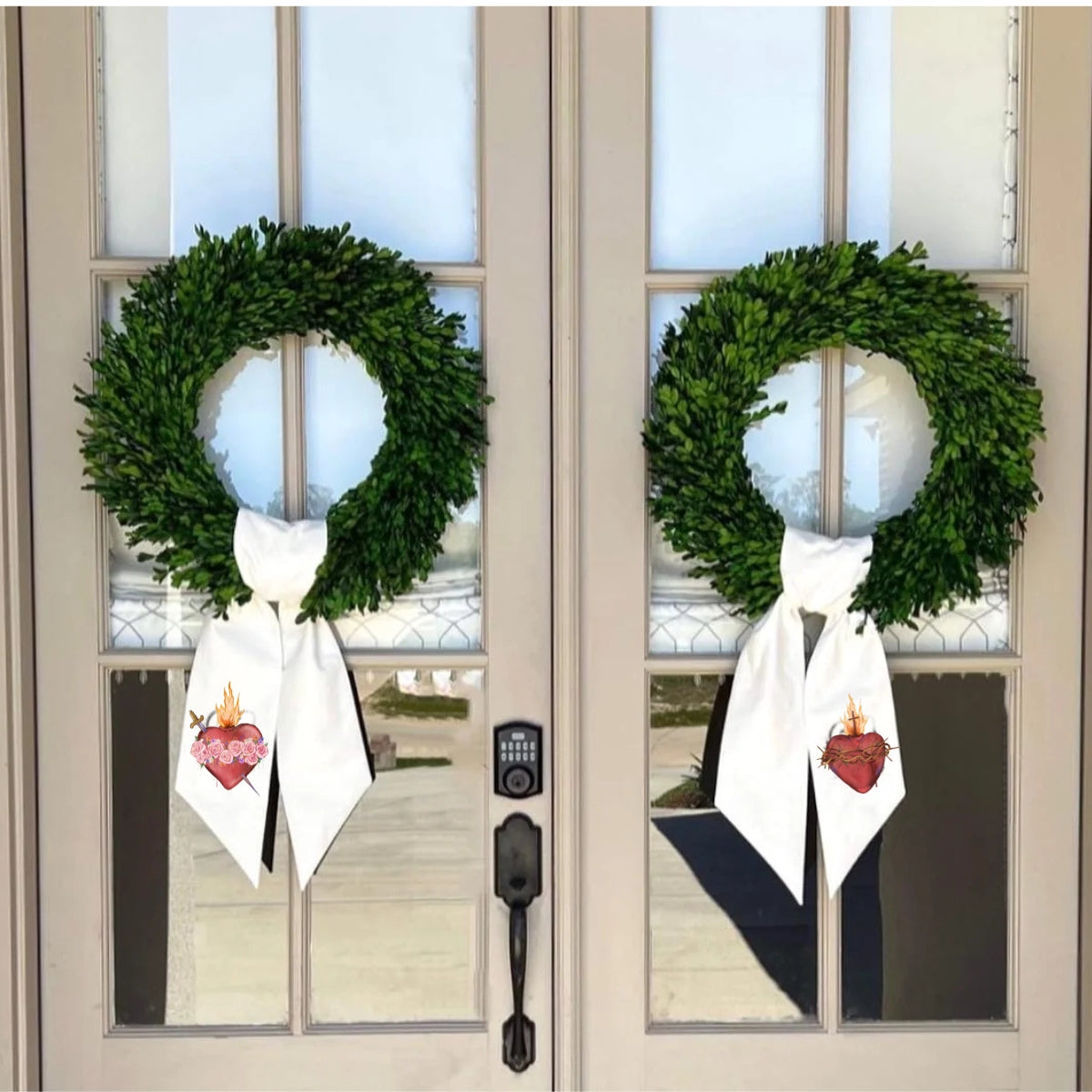 Sacred & Immaculate Heart Double Door Wreath Sashes