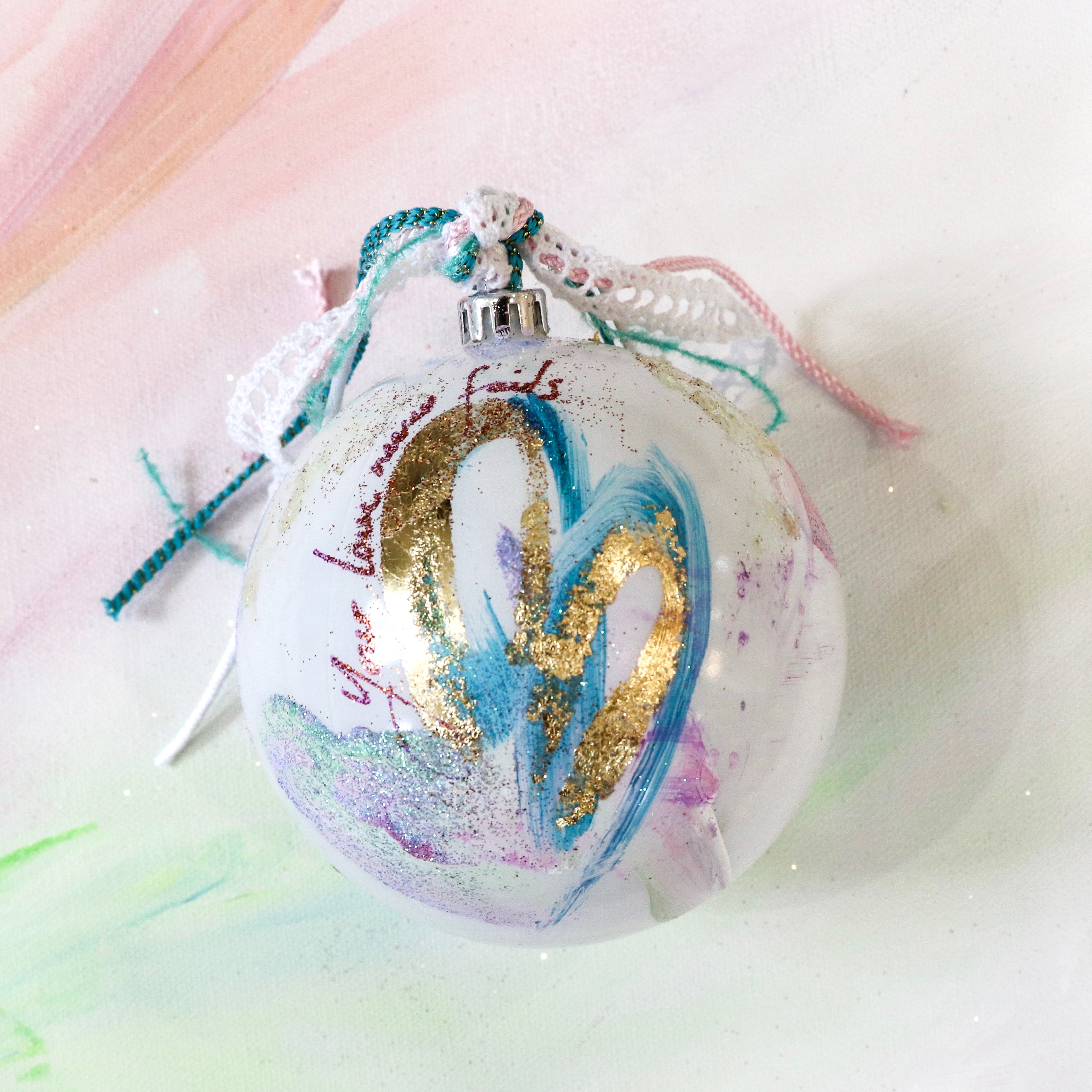Your Love Never Fails Hand-painted Flat Bauble Ornament